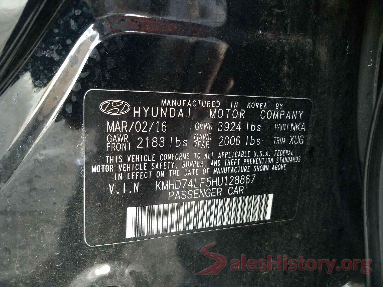 KMHD74LF5HU128867 2017 HYUNDAI ELANTRA