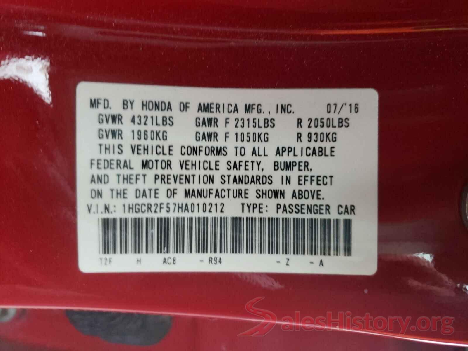 1HGCR2F57HA010212 2017 HONDA ACCORD