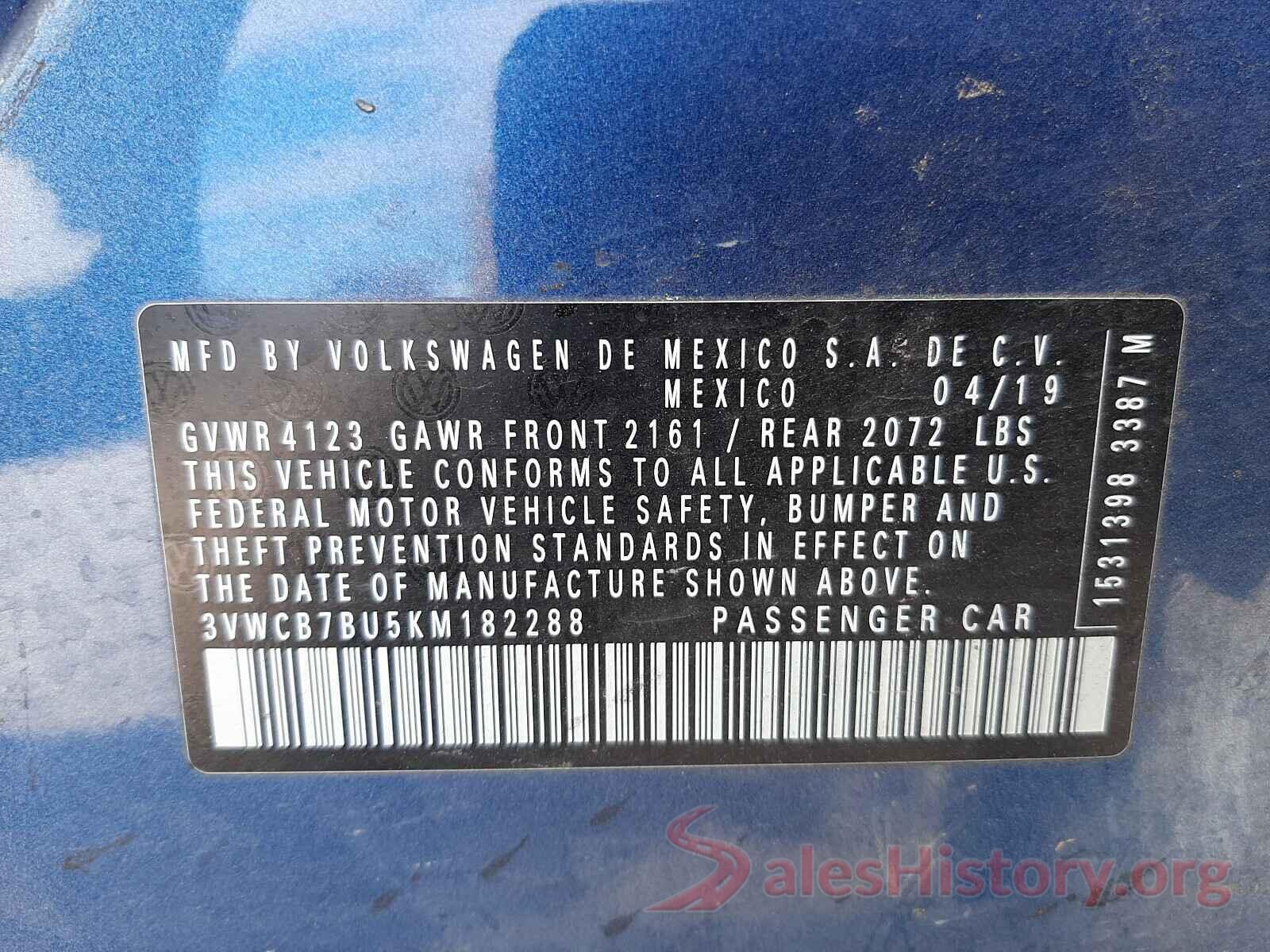 3VWCB7BU5KM182288 2019 VOLKSWAGEN JETTA