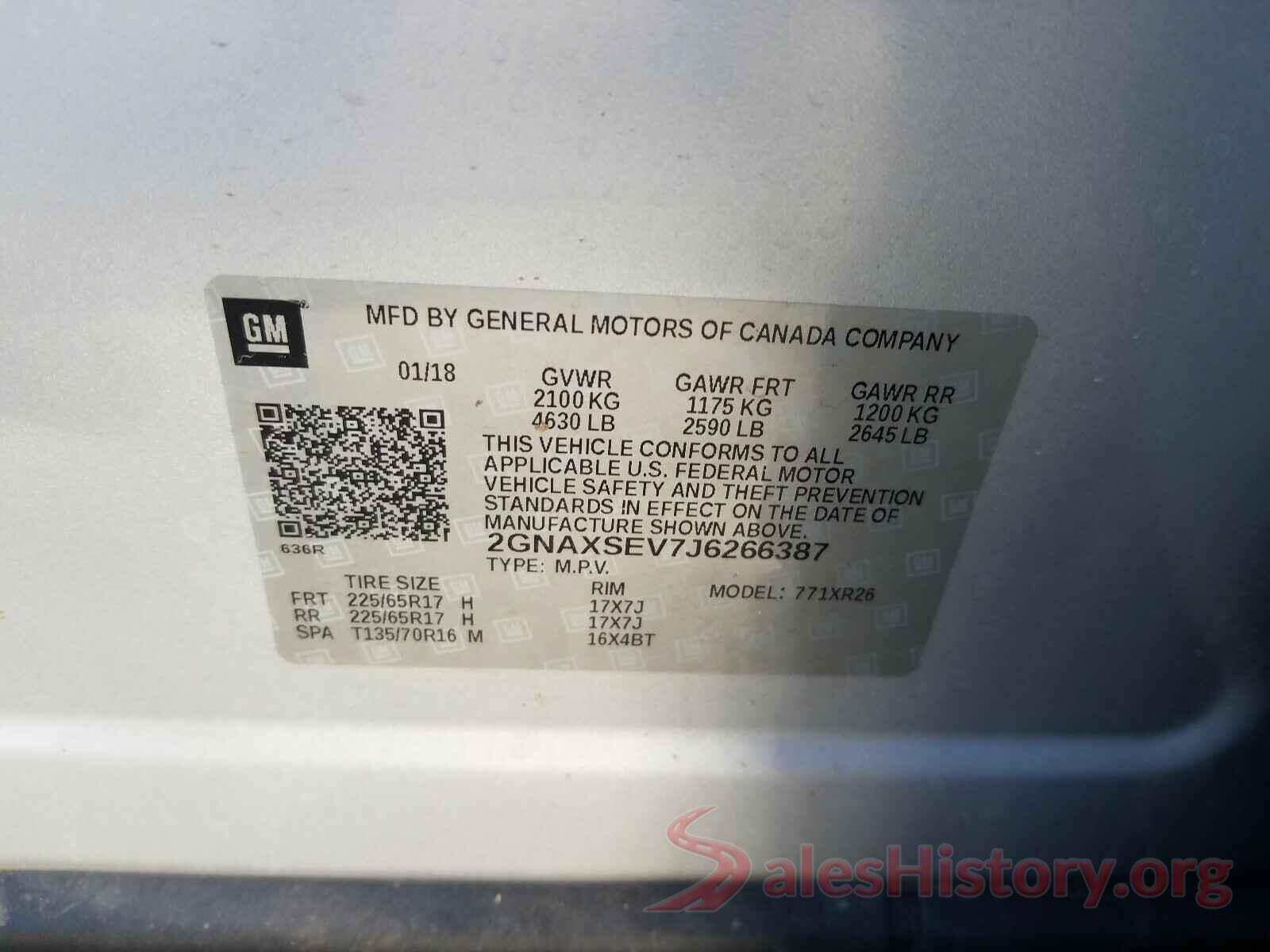 2GNAXSEV7J6266387 2018 CHEVROLET EQUINOX