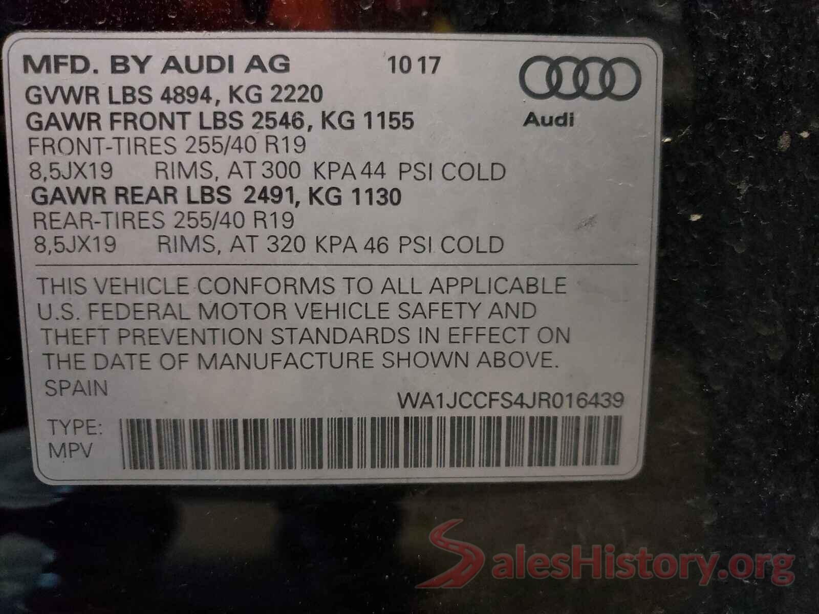 WA1JCCFS4JR016439 2018 AUDI Q3