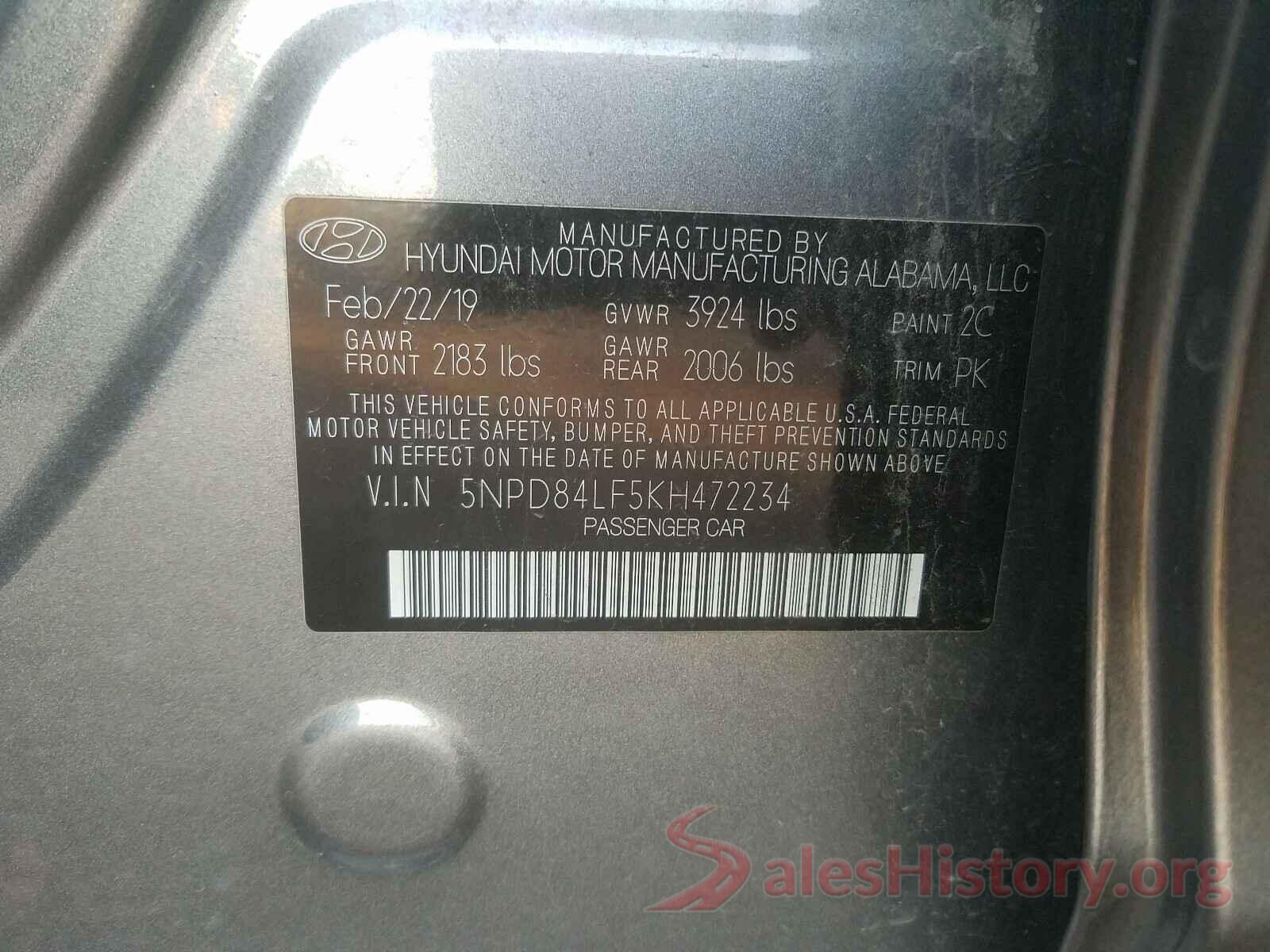 5NPD84LF5KH472234 2019 HYUNDAI ELANTRA