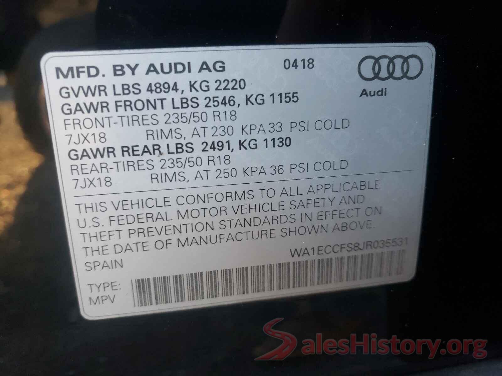 WA1ECCFS8JR035531 2018 AUDI Q3