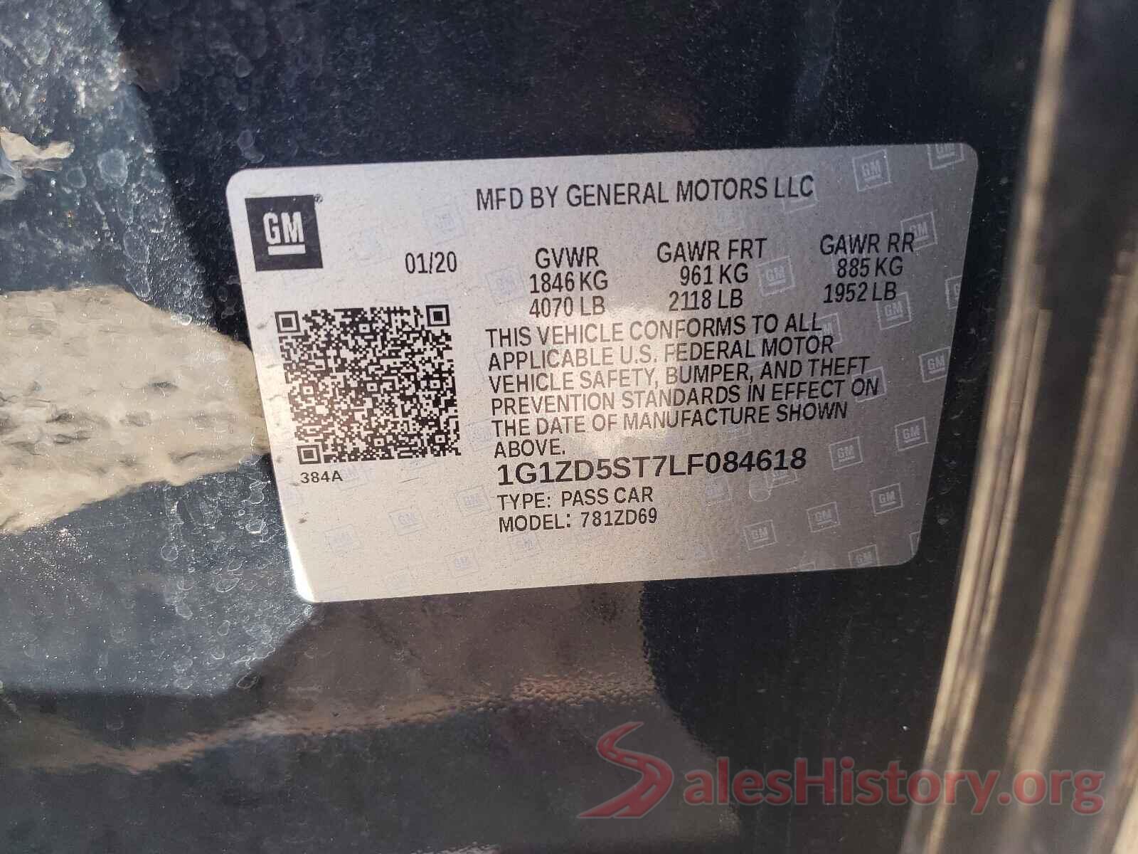 1G1ZD5ST7LF084618 2020 CHEVROLET MALIBU