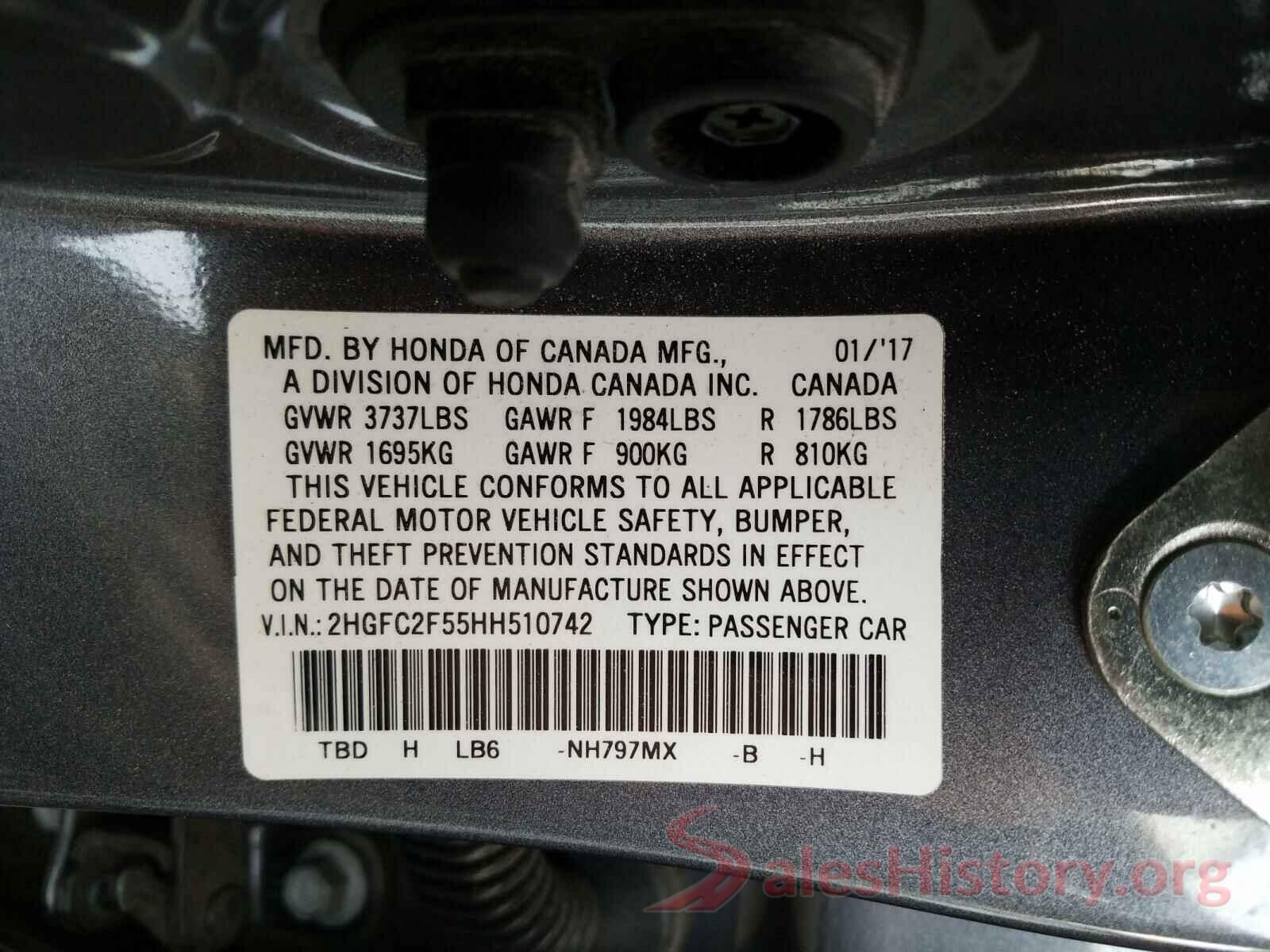 2HGFC2F55HH510742 2017 HONDA CIVIC