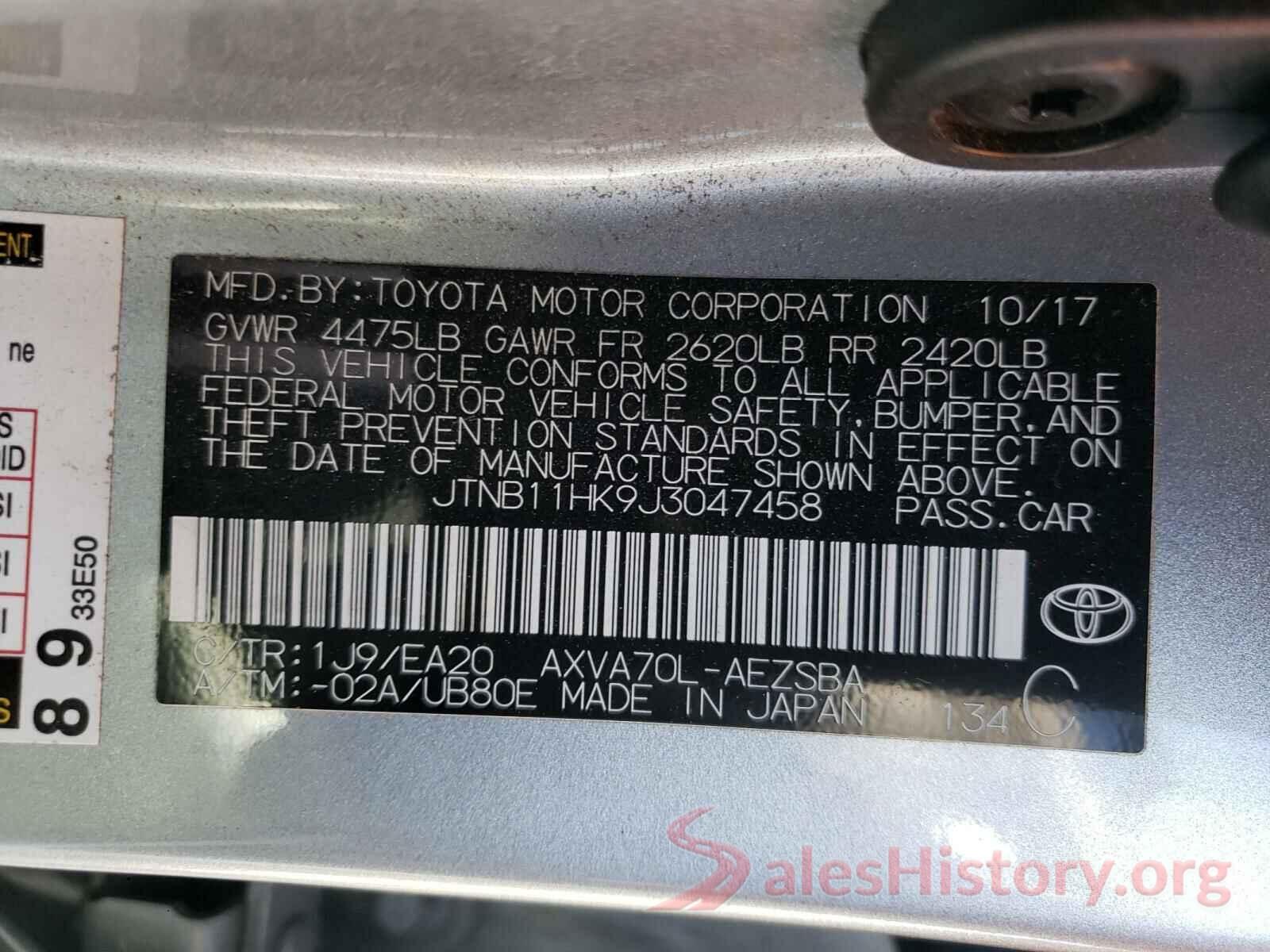 JTNB11HK9J3047458 2018 TOYOTA CAMRY