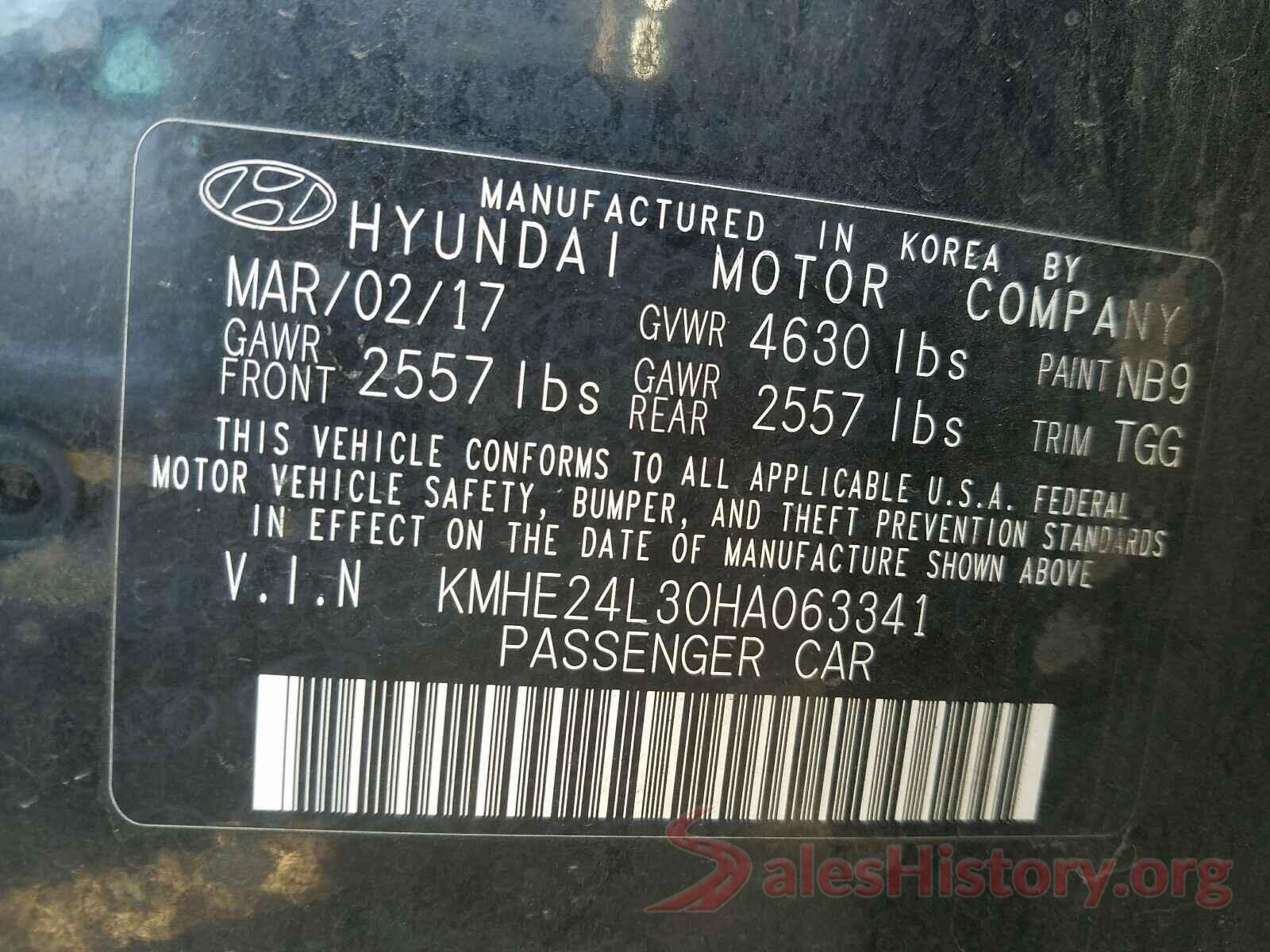 KMHE24L30HA063341 2017 HYUNDAI SONATA