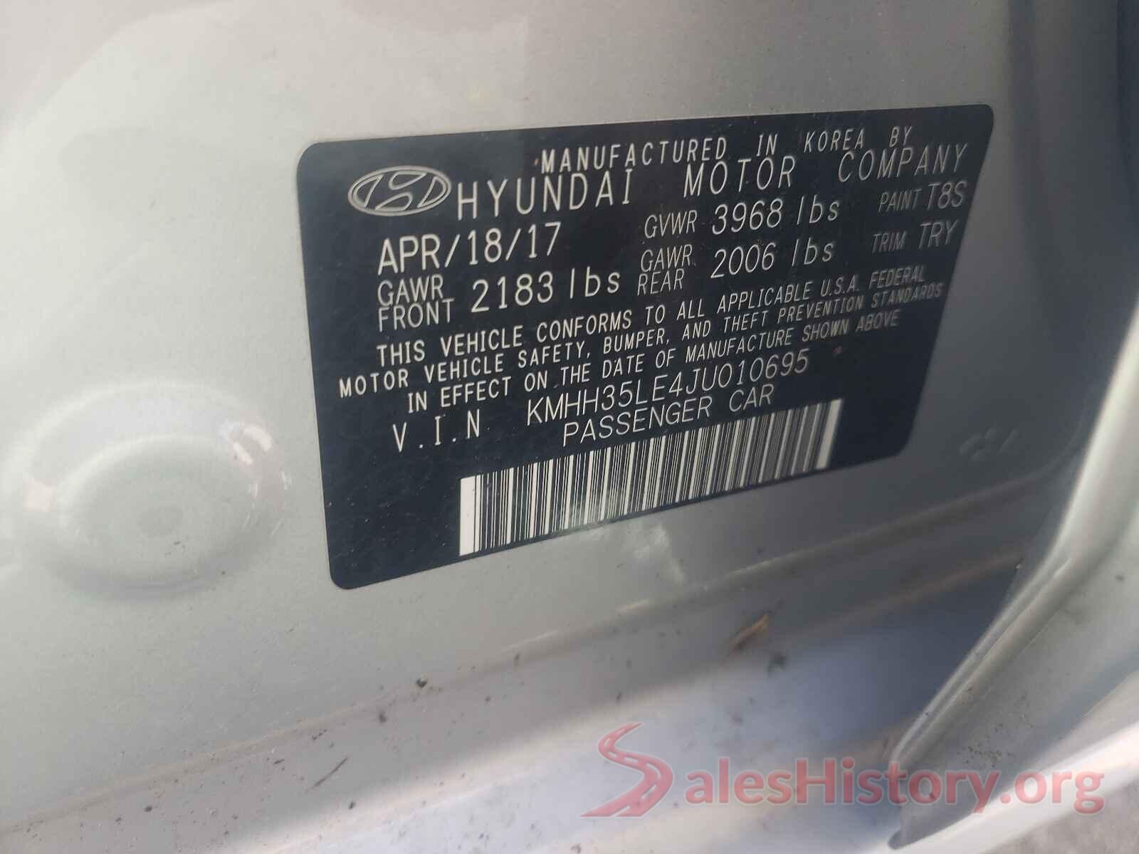 KMHH35LE4JU010695 2018 HYUNDAI ELANTRA