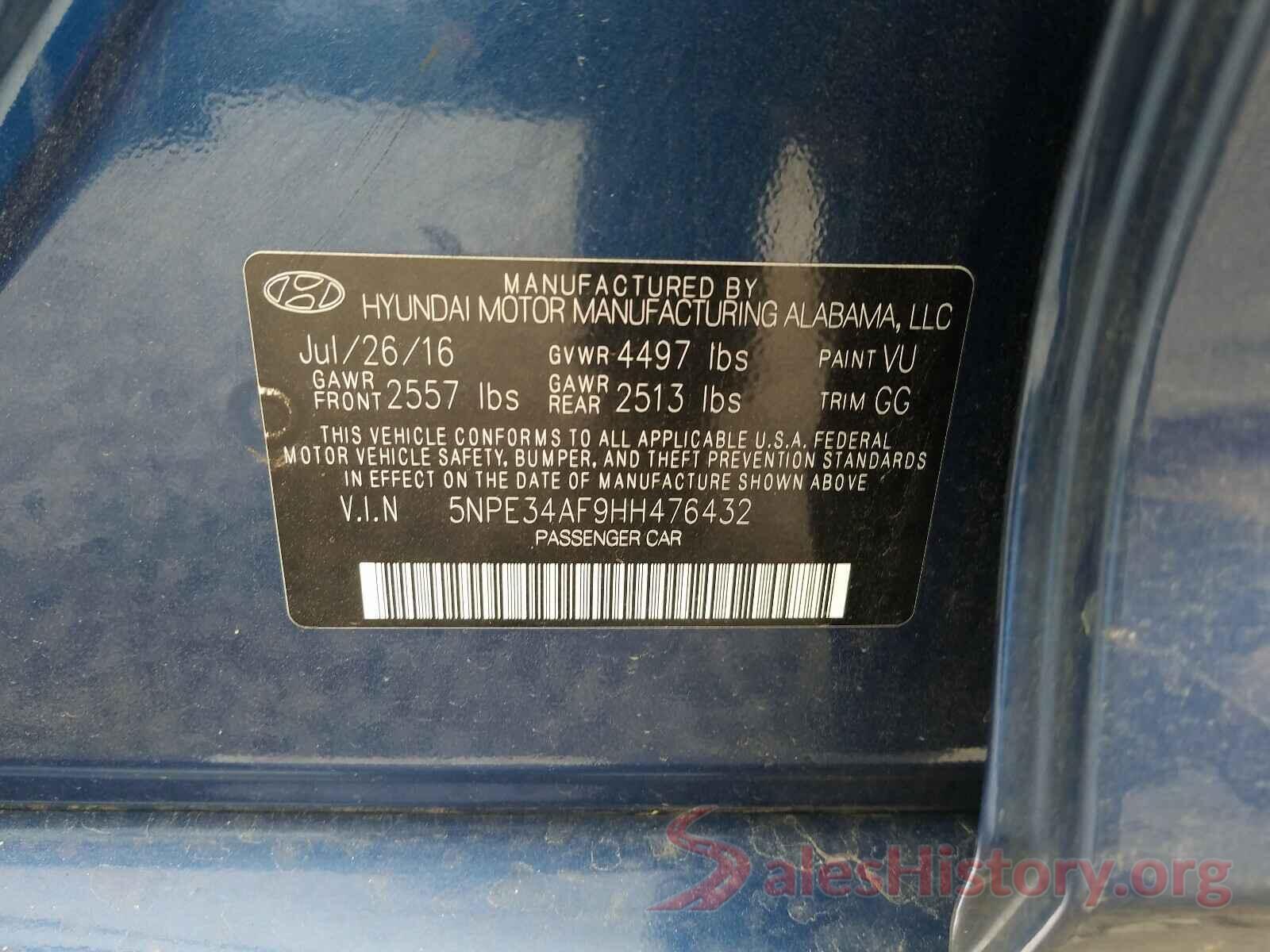 5NPE34AF9HH476432 2017 HYUNDAI SONATA