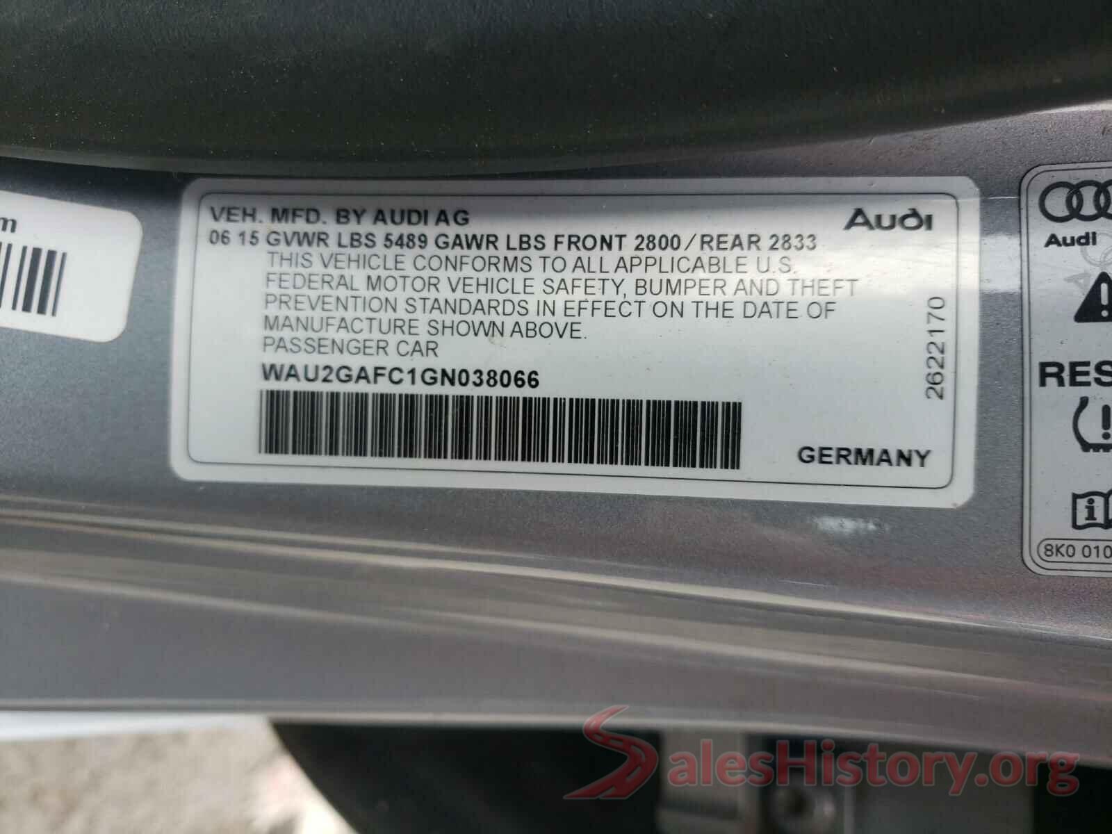 WAU2GAFC1GN038066 2016 AUDI A7