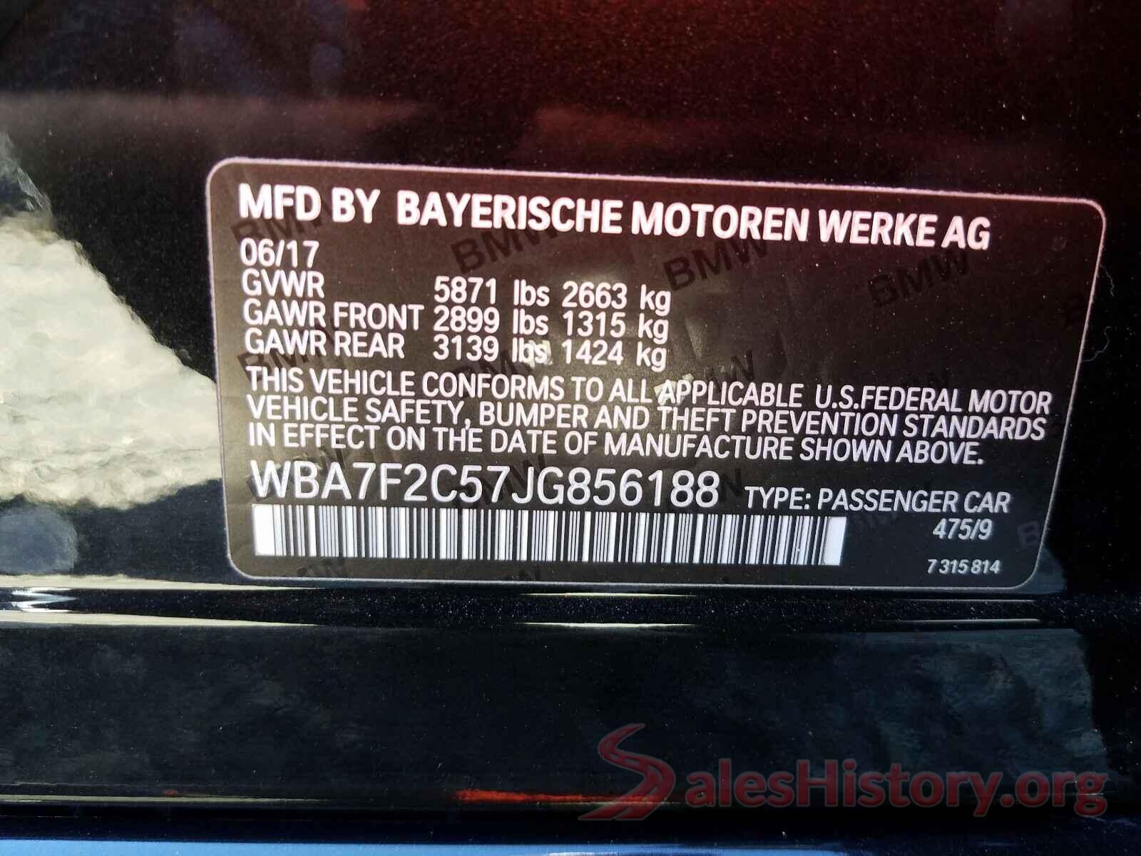 WBA7F2C57JG856188 2018 BMW 7 SERIES