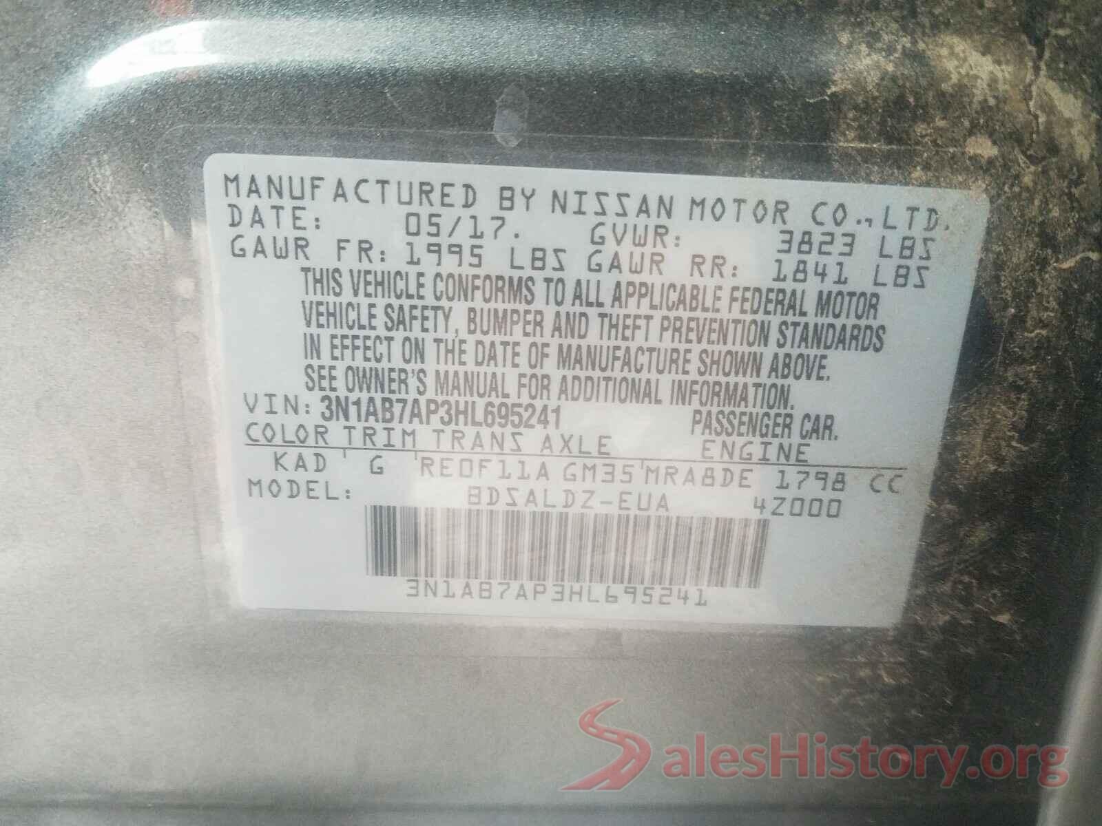 3N1AB7AP3HL695241 2017 NISSAN SENTRA