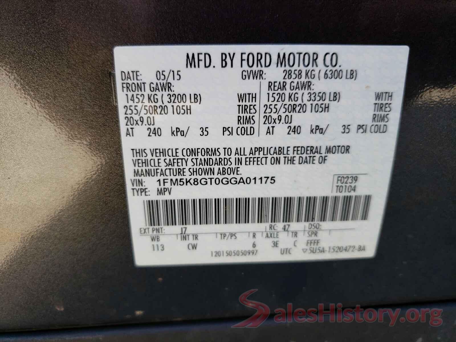 1FM5K8GT0GGA01175 2016 FORD EXPLORER