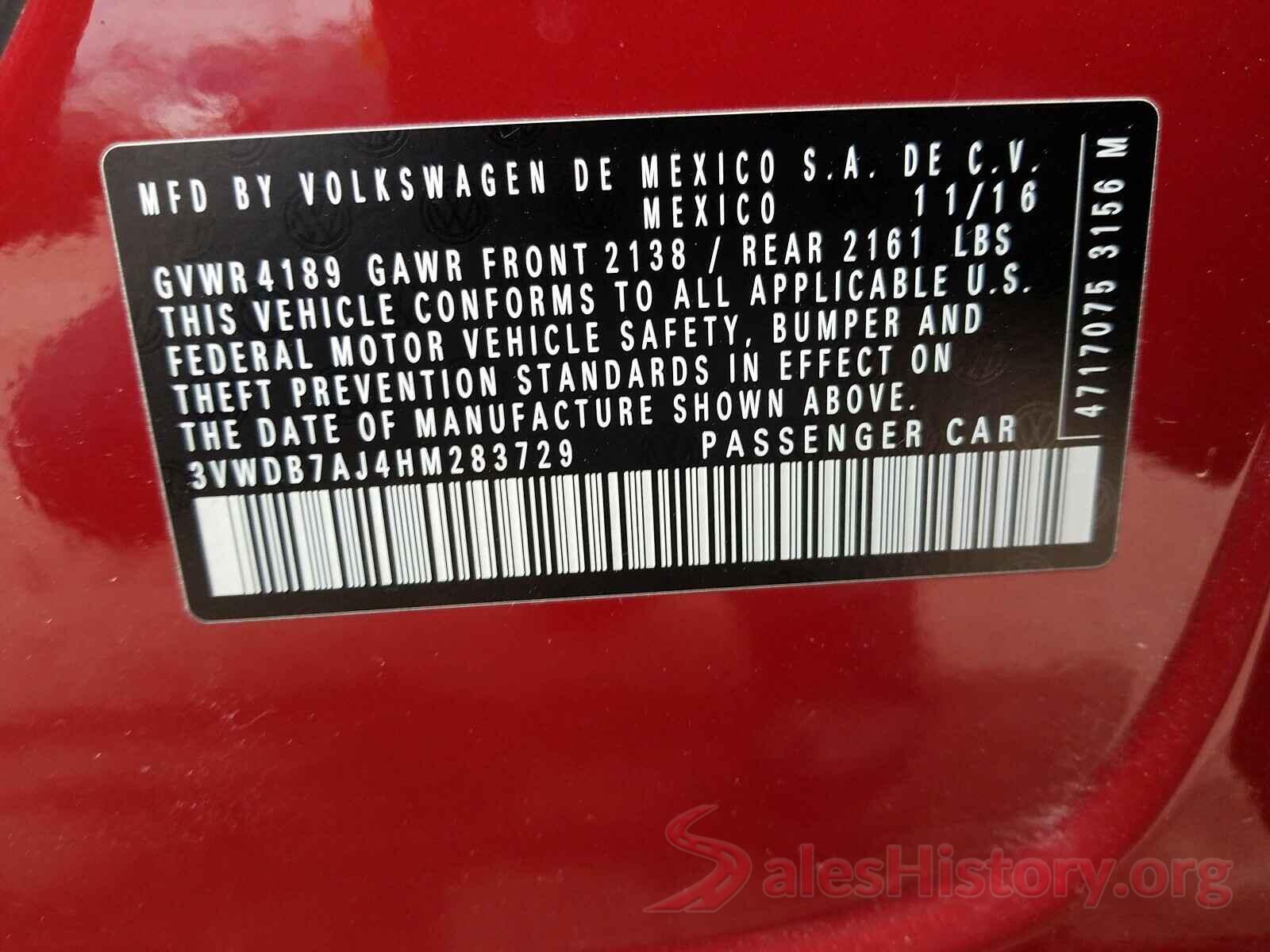 3VWDB7AJ4HM283729 2017 VOLKSWAGEN JETTA