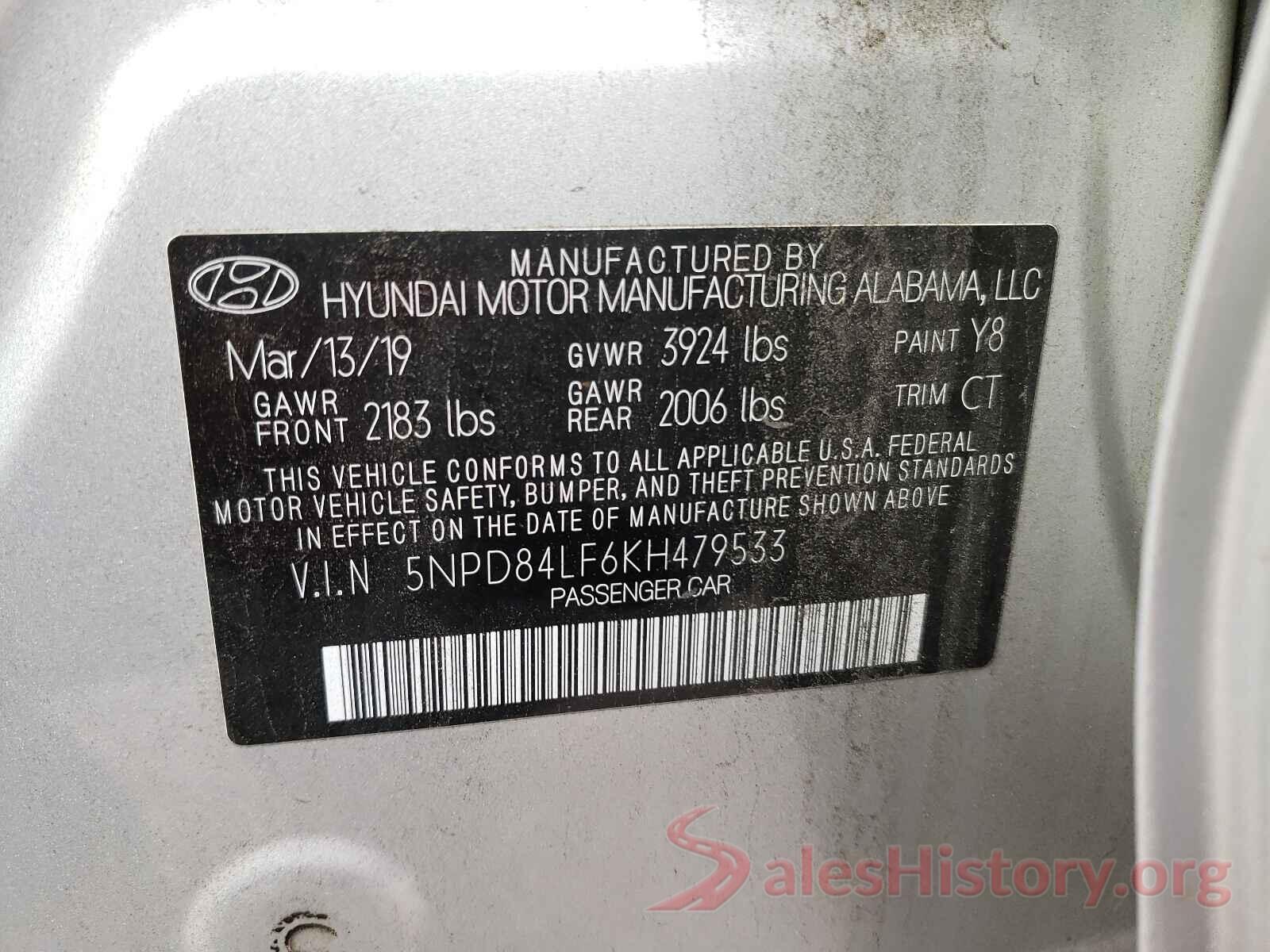 5NPD84LF6KH479533 2019 HYUNDAI ELANTRA