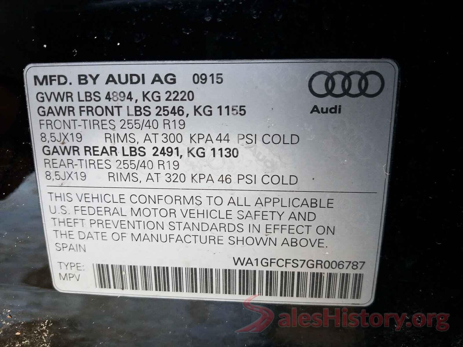 WA1GFCFS7GR006787 2016 AUDI Q3