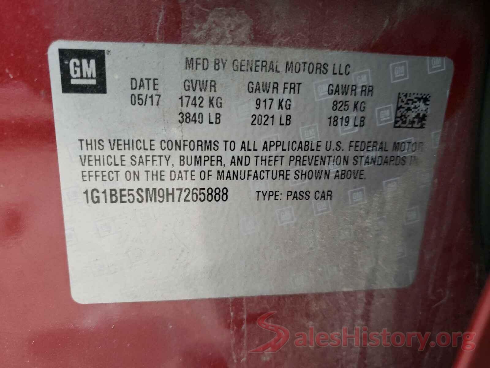 1G1BE5SM9H7265888 2017 CHEVROLET CRUZE