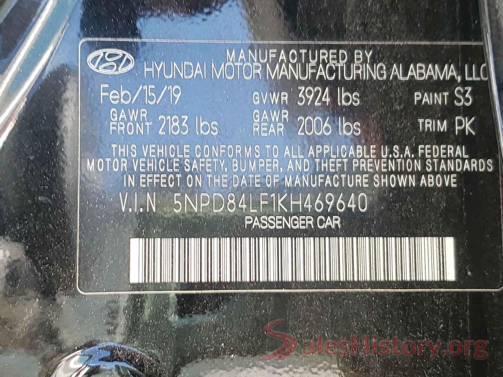 5NPD84LF1KH469640 2019 HYUNDAI ELANTRA