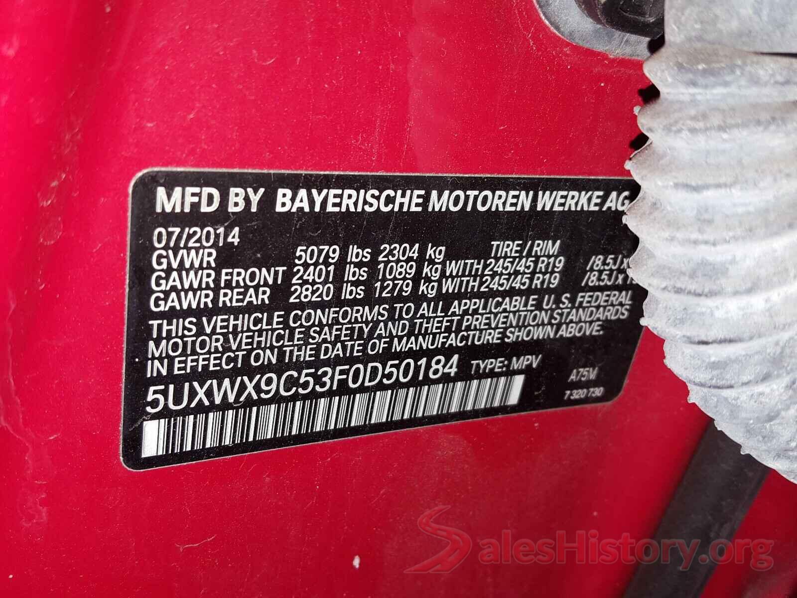 5UXWX9C53F0D50184 2015 BMW X3