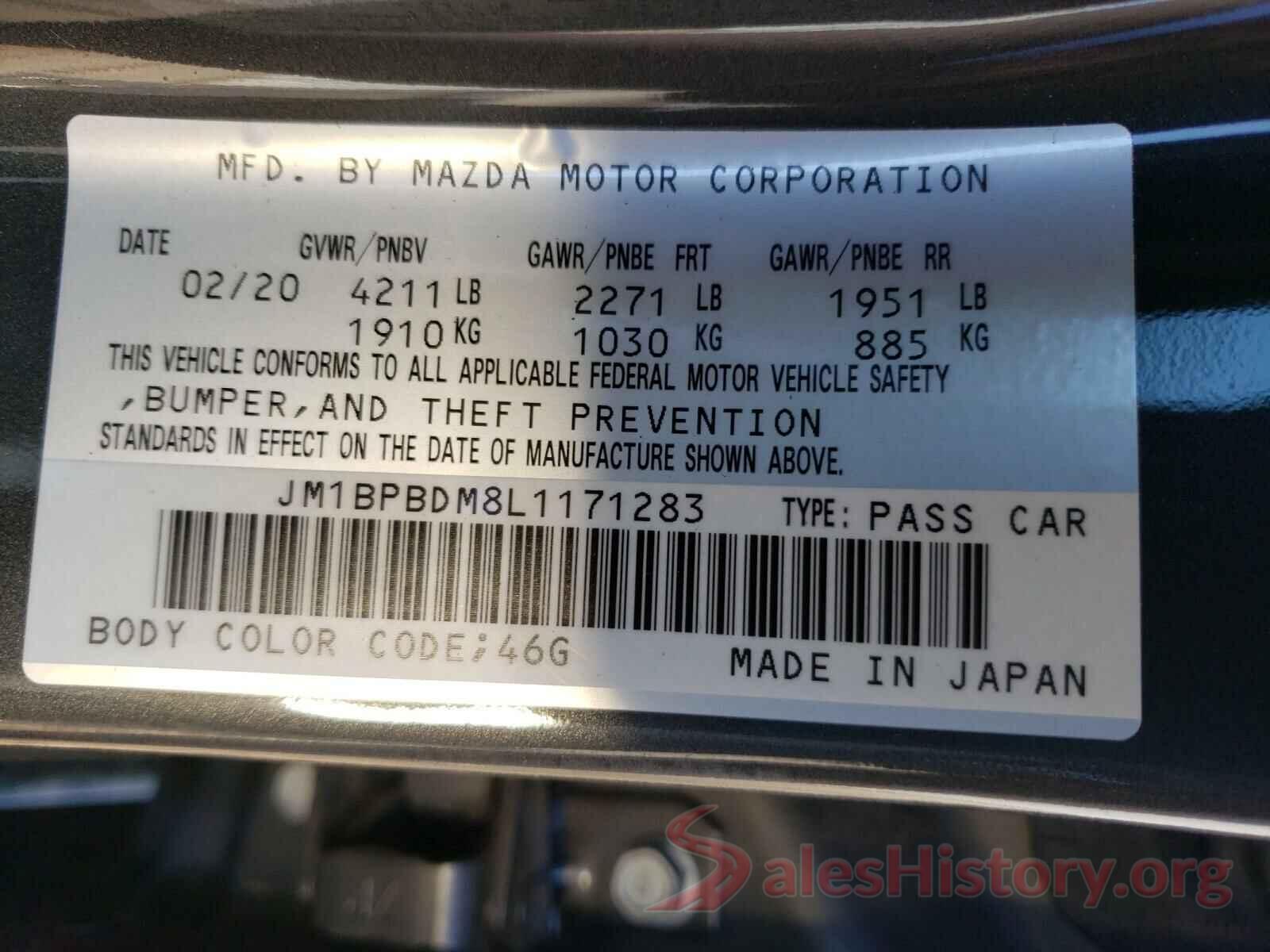 JM1BPBDM8L1171283 2020 MAZDA 3