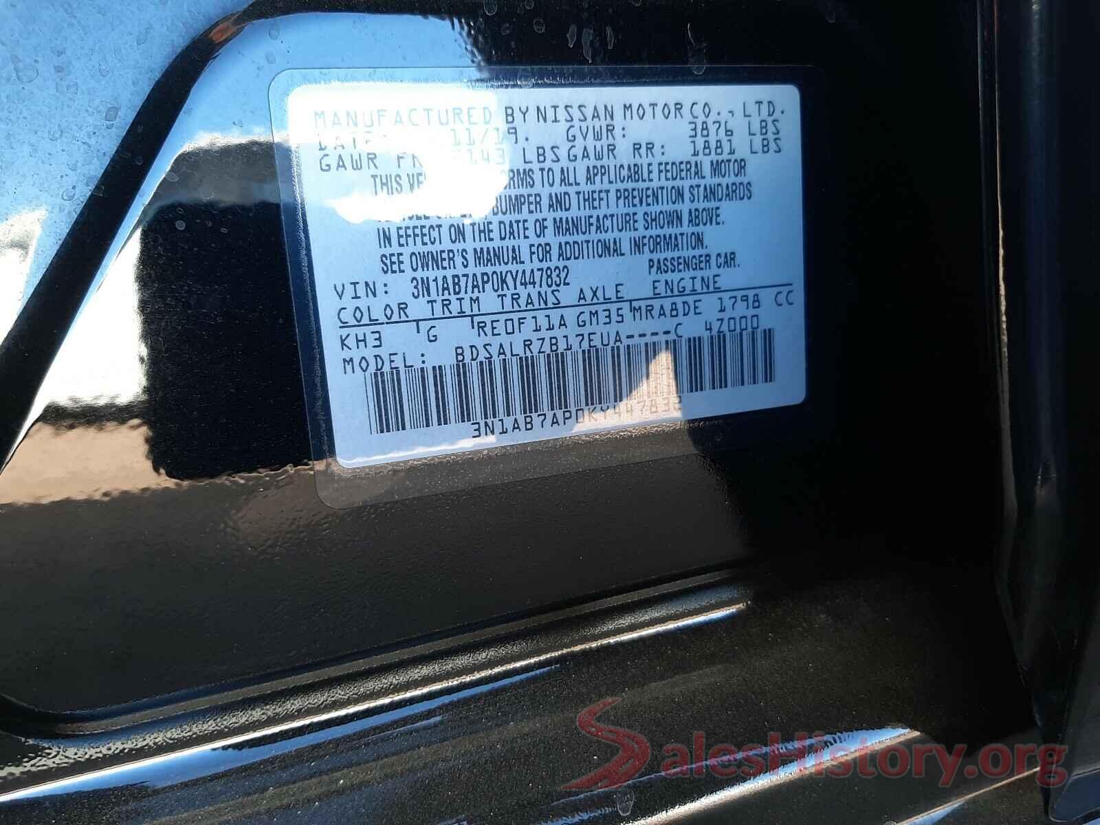 3N1AB7AP0KY447832 2019 NISSAN SENTRA