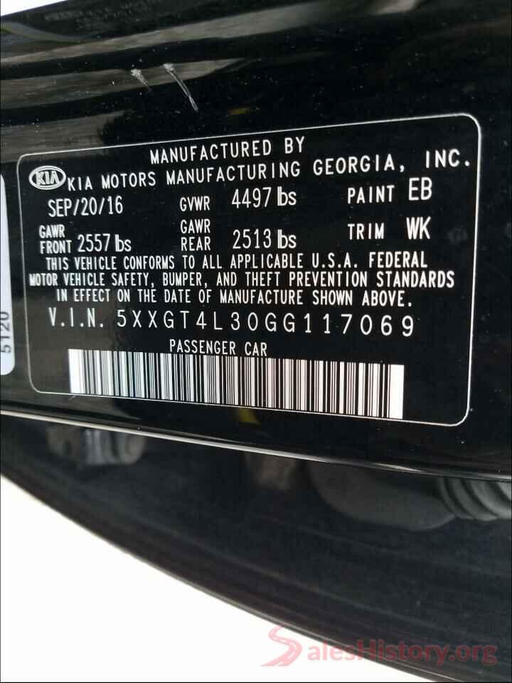 5XXGT4L30GG117069 2016 KIA OPTIMA