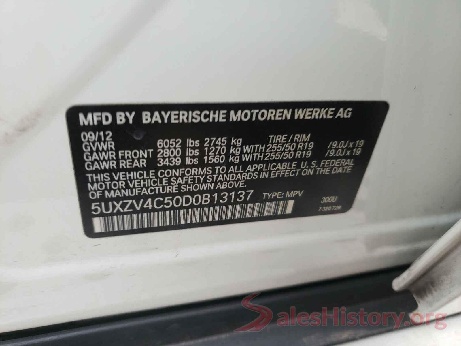 5UXZV4C50D0B13137 2013 BMW X5