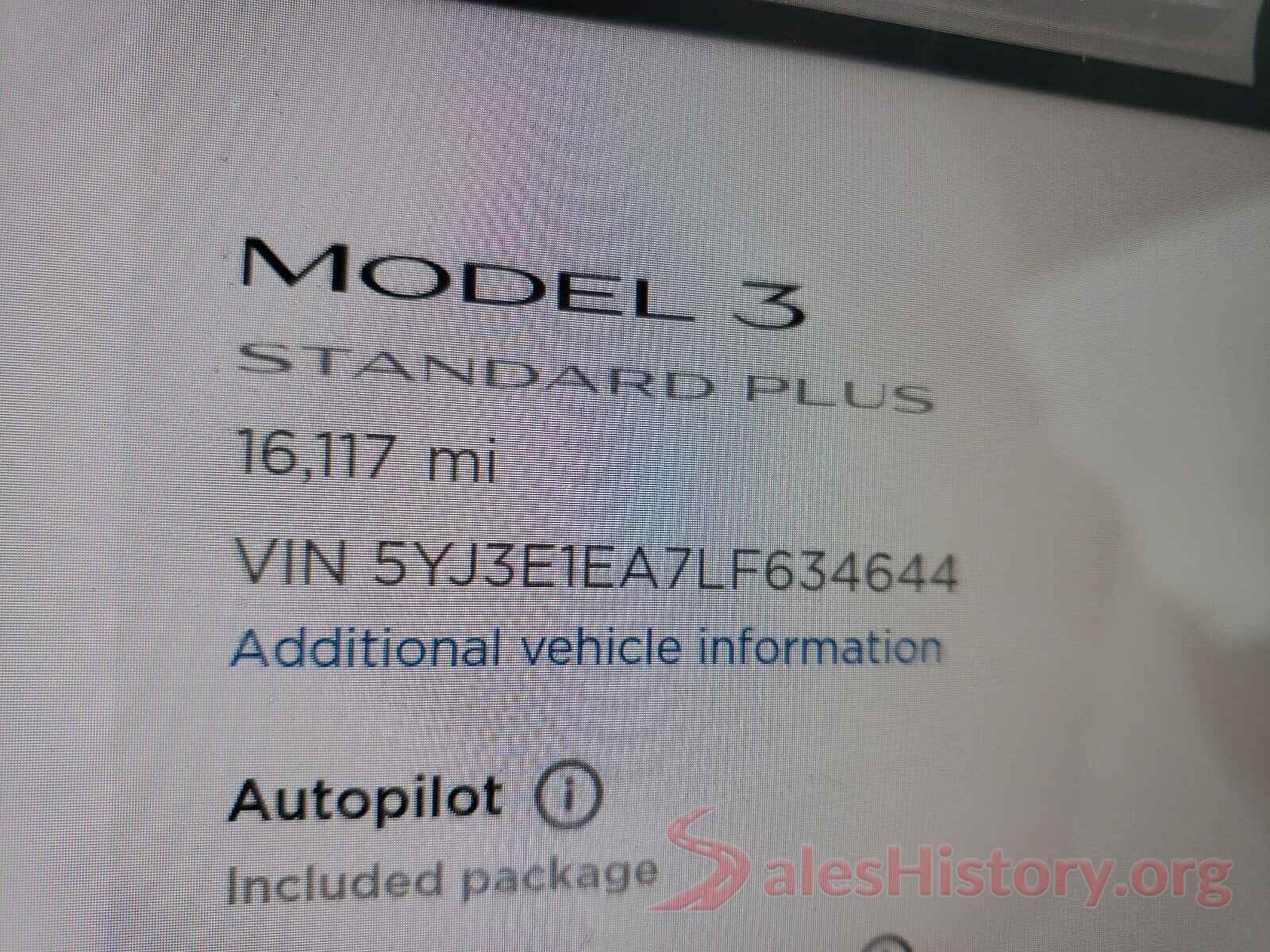 5YJ3E1EA7LF634644 2020 TESLA MODEL 3