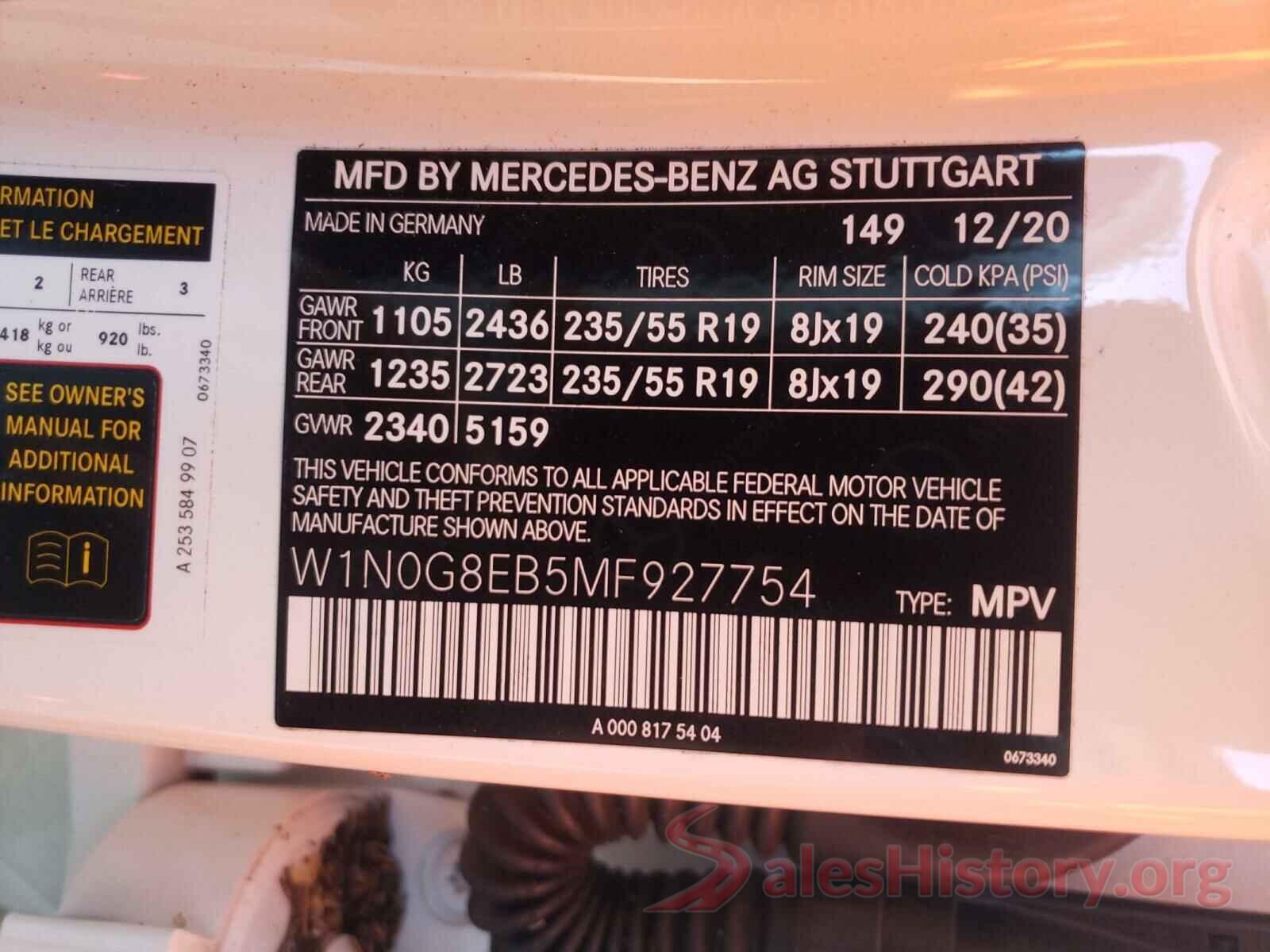 W1N0G8EB5MF927754 2021 MERCEDES-BENZ GLC-CLASS