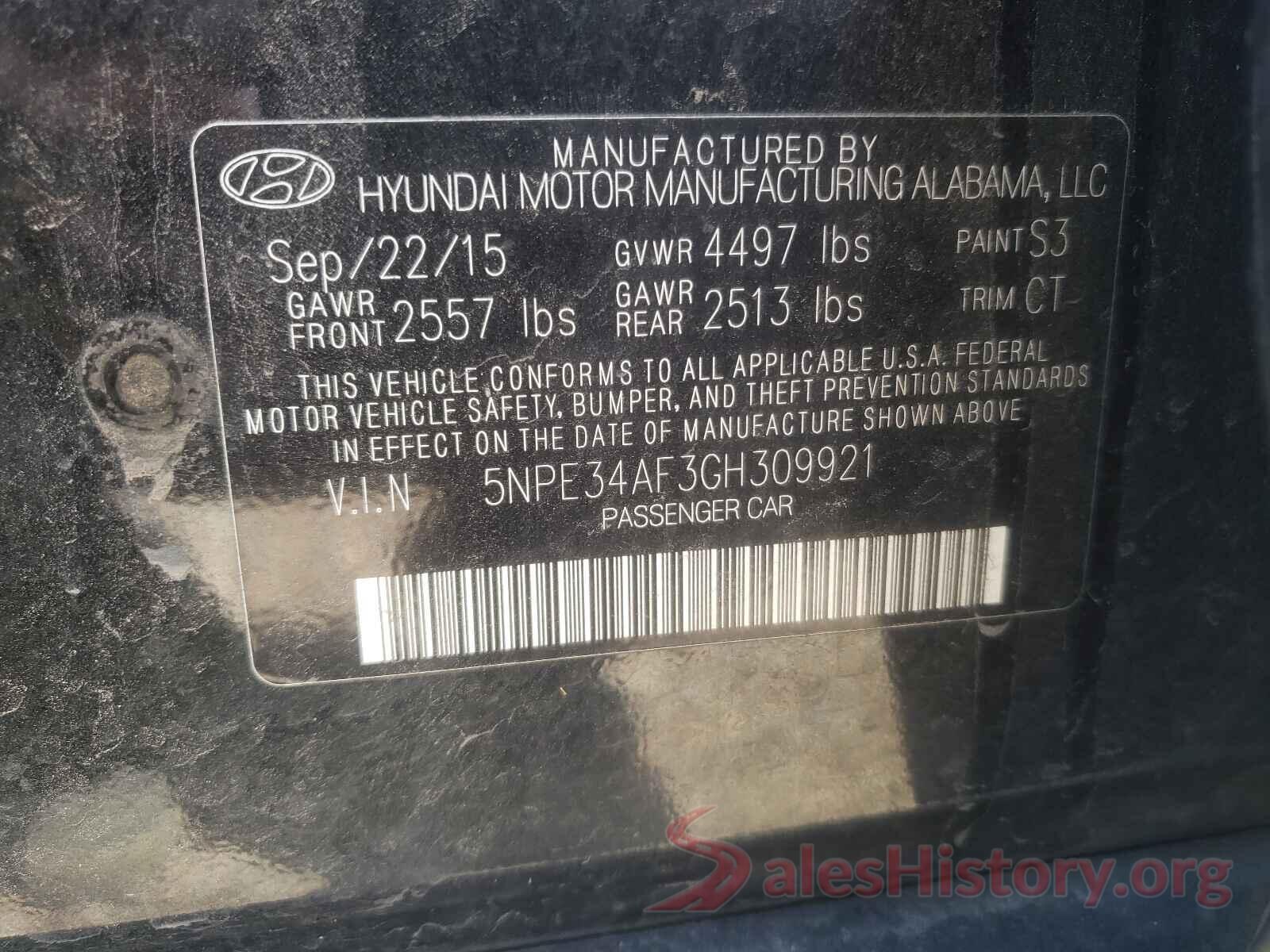 5NPE34AF3GH309921 2016 HYUNDAI SONATA