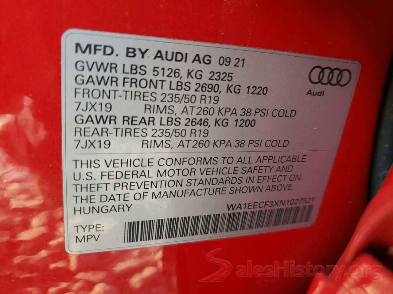 WA1EECF3XN1027521 2022 AUDI Q3