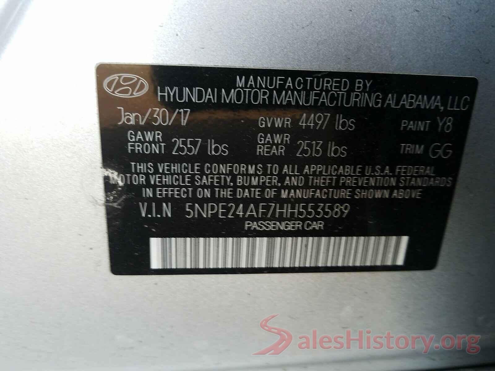 5NPE24AF7HH553589 2017 HYUNDAI SONATA