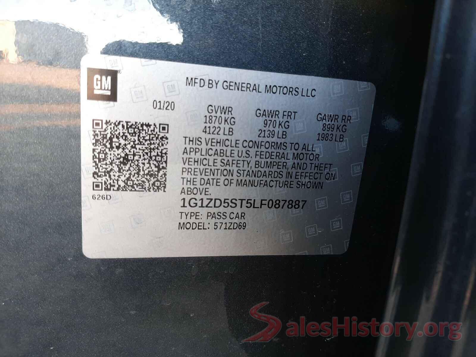 1G1ZD5ST5LF087887 2020 CHEVROLET MALIBU