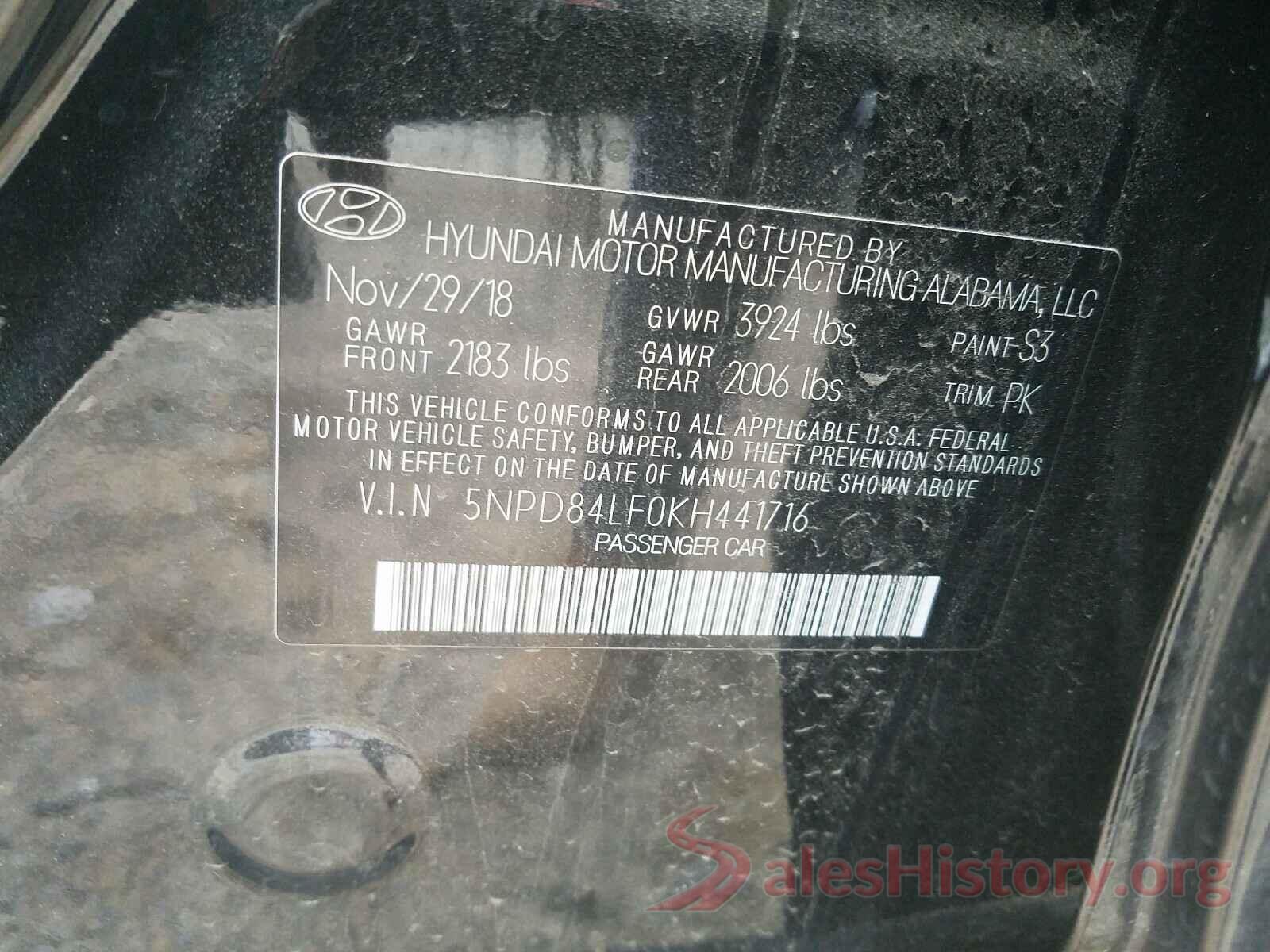 5NPD84LF0KH441716 2019 HYUNDAI ELANTRA