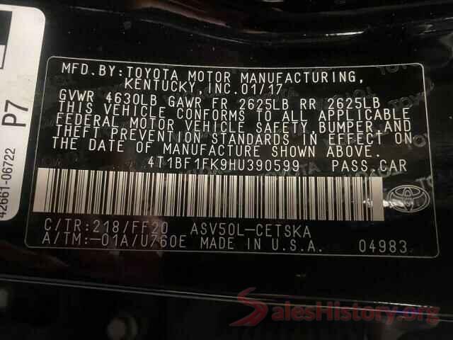 4T1BF1FK9HU390599 2017 TOYOTA CAMRY