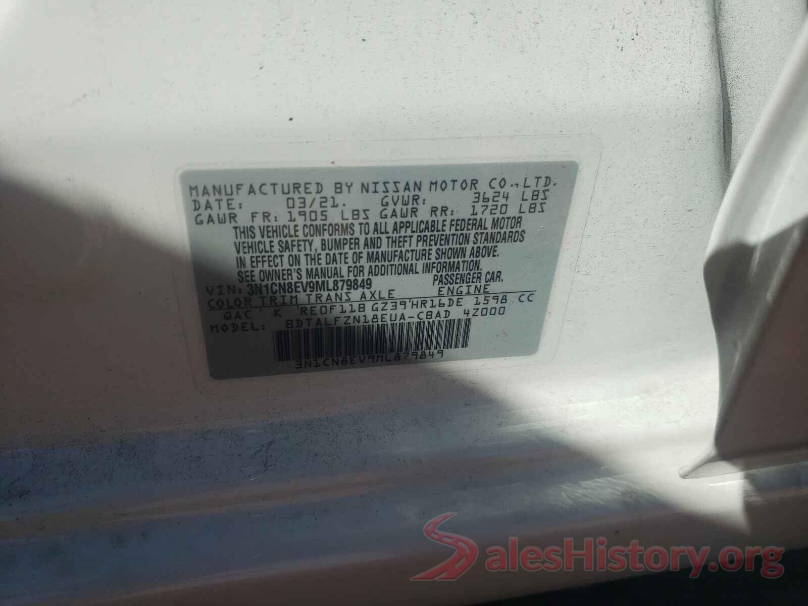 3N1CN8EV9ML879849 2021 NISSAN VERSA