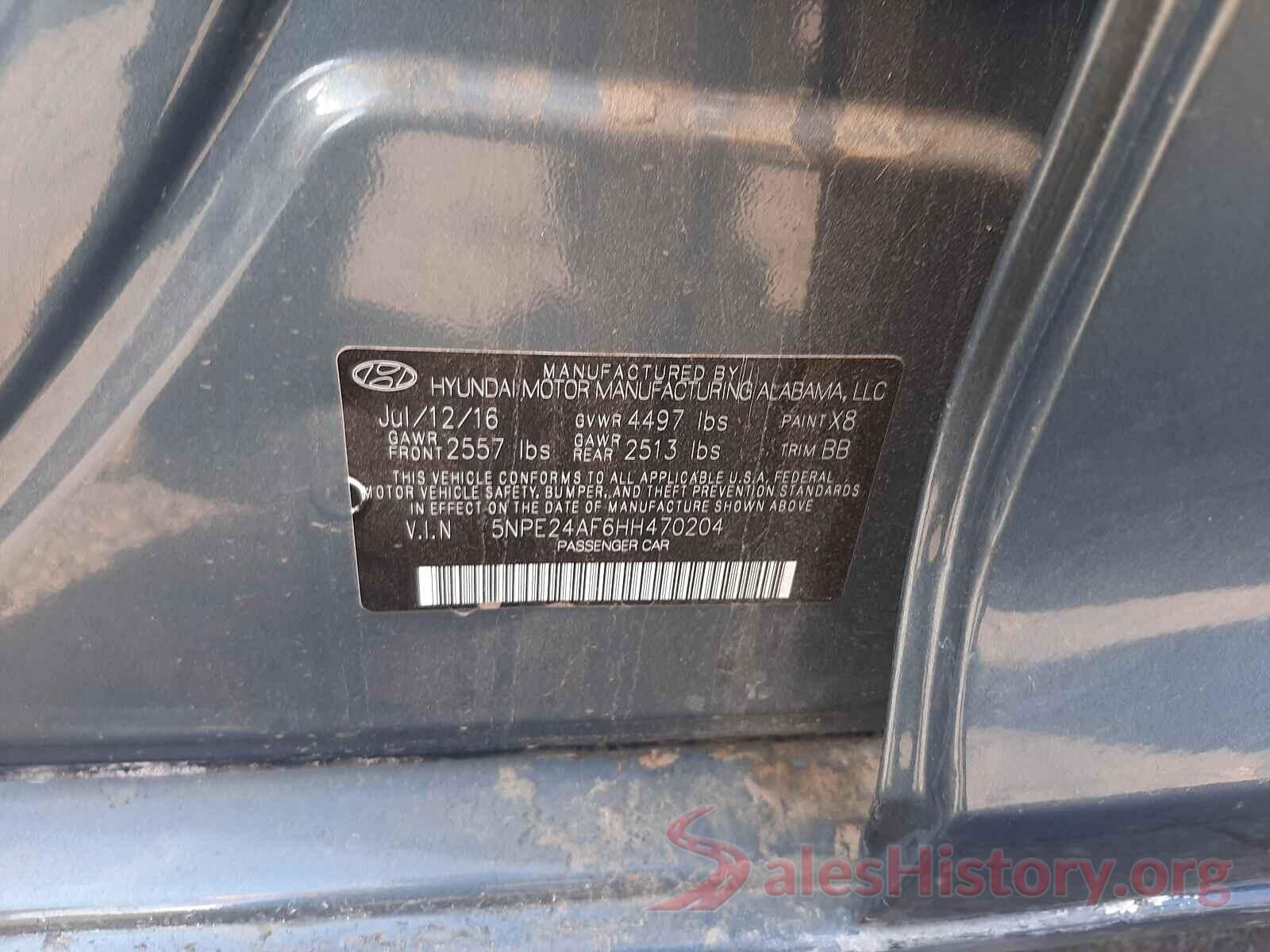 5NPE24AF6HH470204 2017 HYUNDAI SONATA