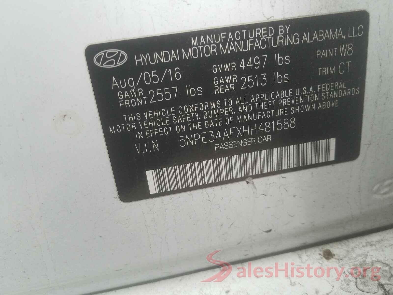 5NPE34AFXHH481588 2017 HYUNDAI SONATA