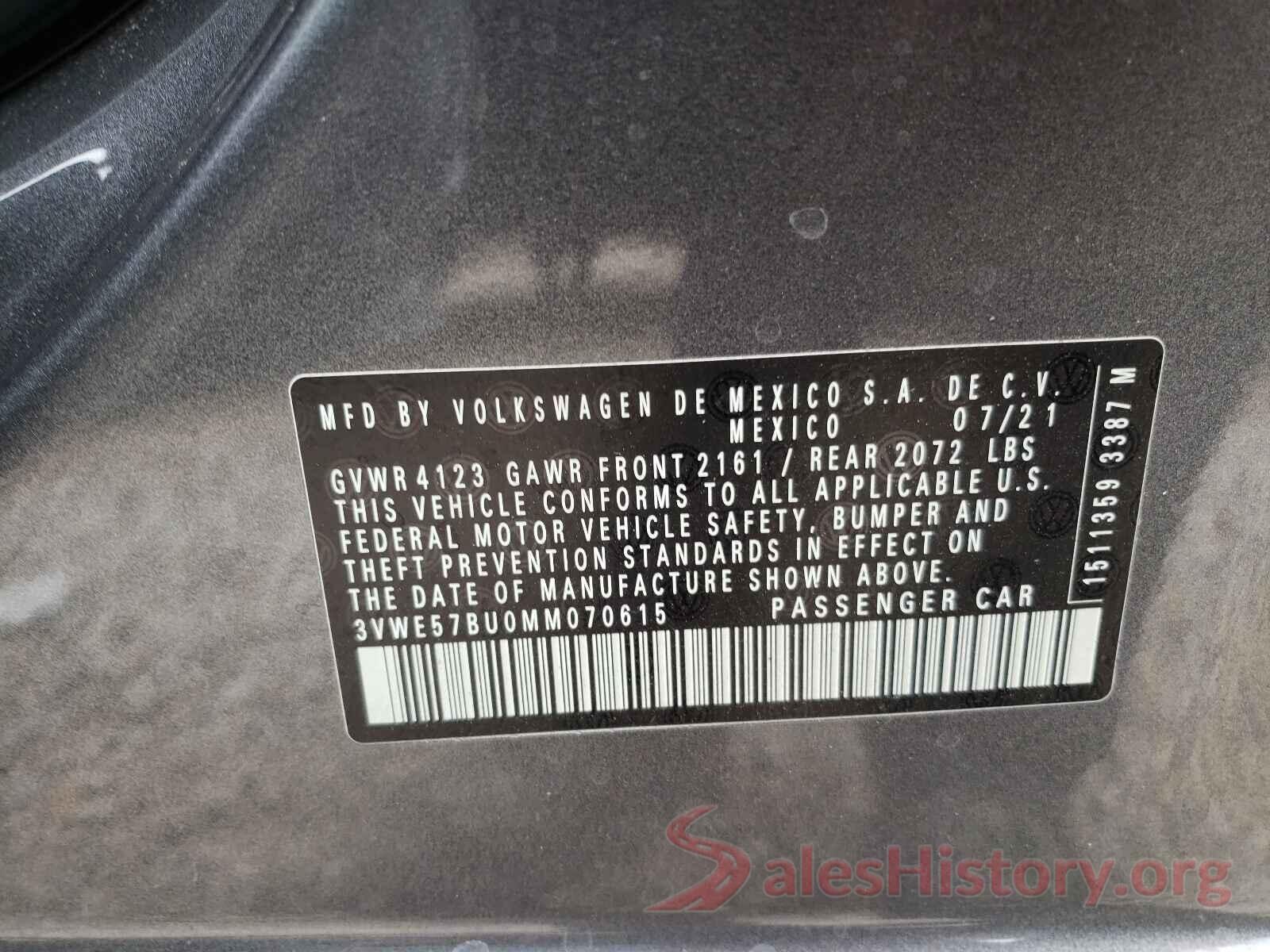 3VWE57BU0MM070615 2021 VOLKSWAGEN JETTA