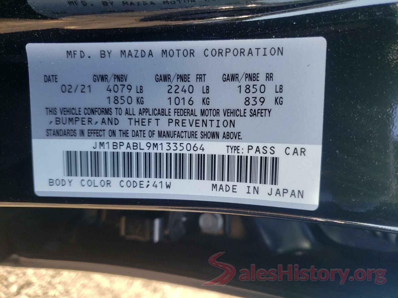 JM1BPABL9M1335064 2021 MAZDA 3