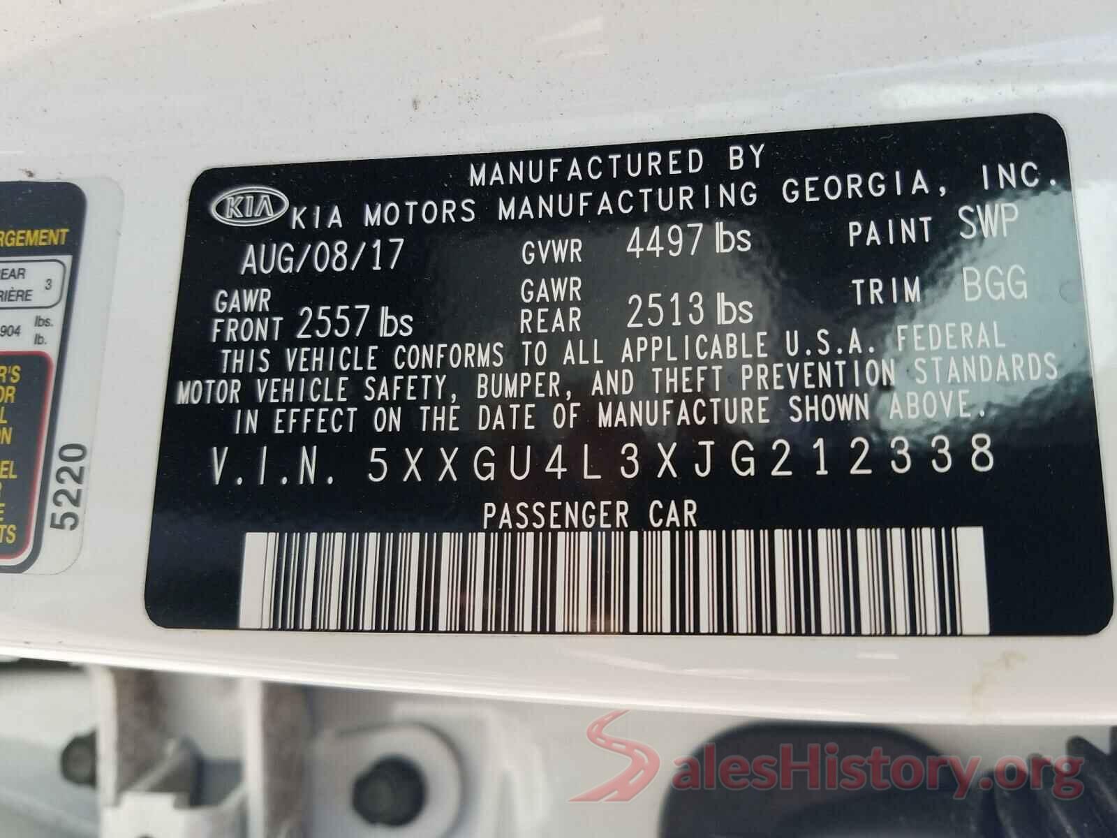 5XXGU4L3XJG212338 2018 KIA OPTIMA