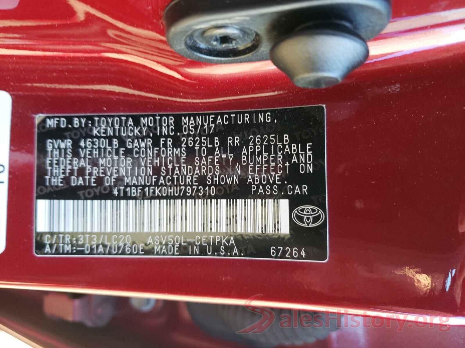 4T1BF1FK0HU797310 2017 TOYOTA CAMRY