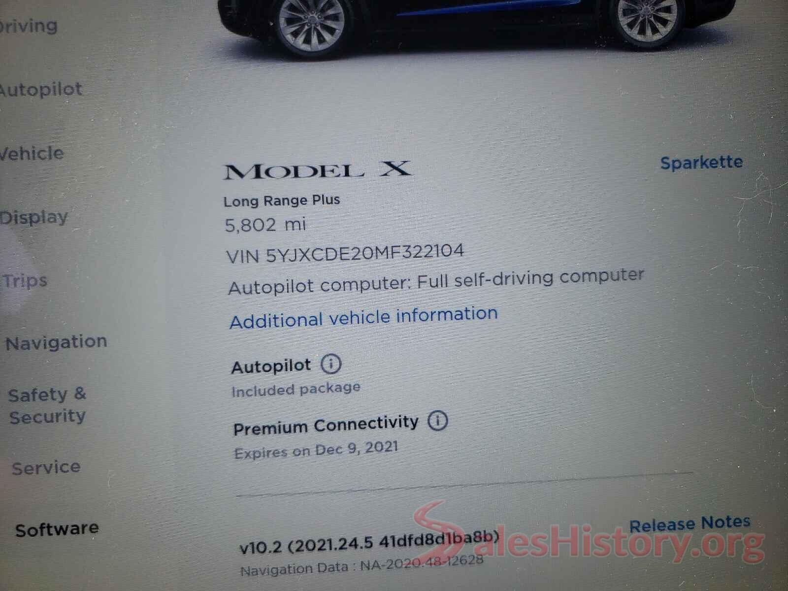 5YJXCDE20MF322104 2021 TESLA MODEL X