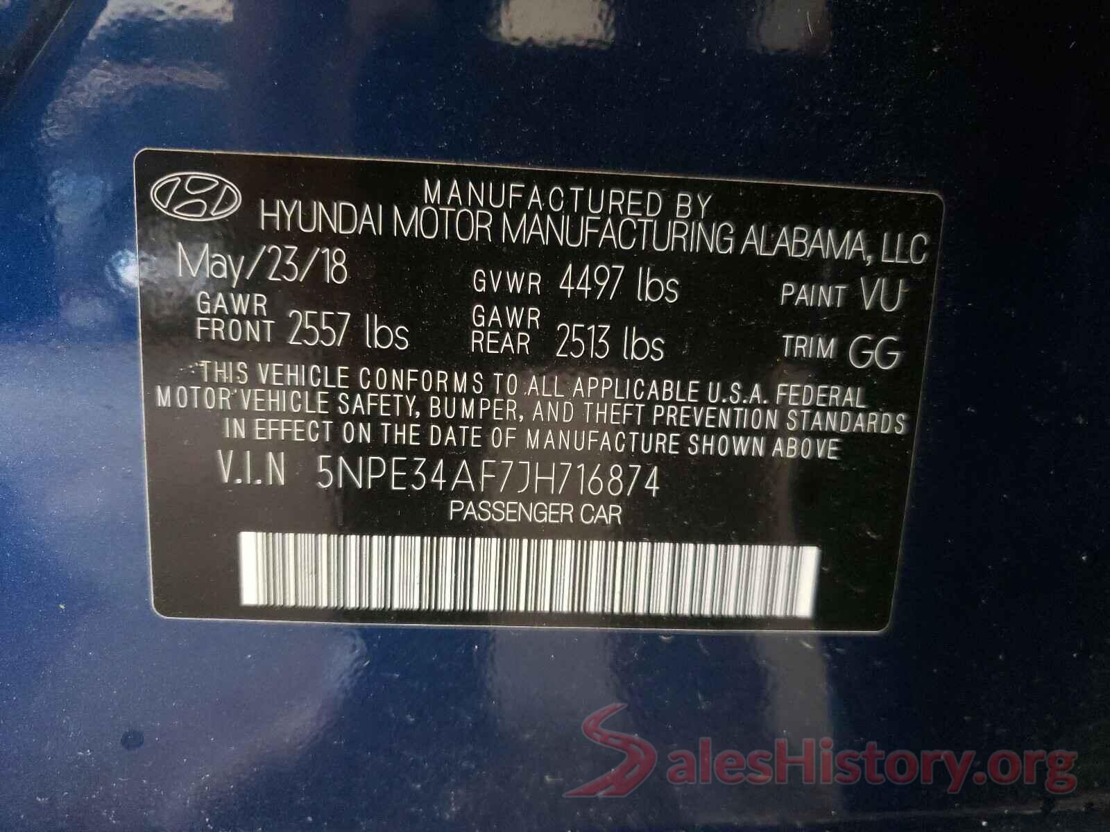 5NPE34AF7JH716874 2018 HYUNDAI SONATA