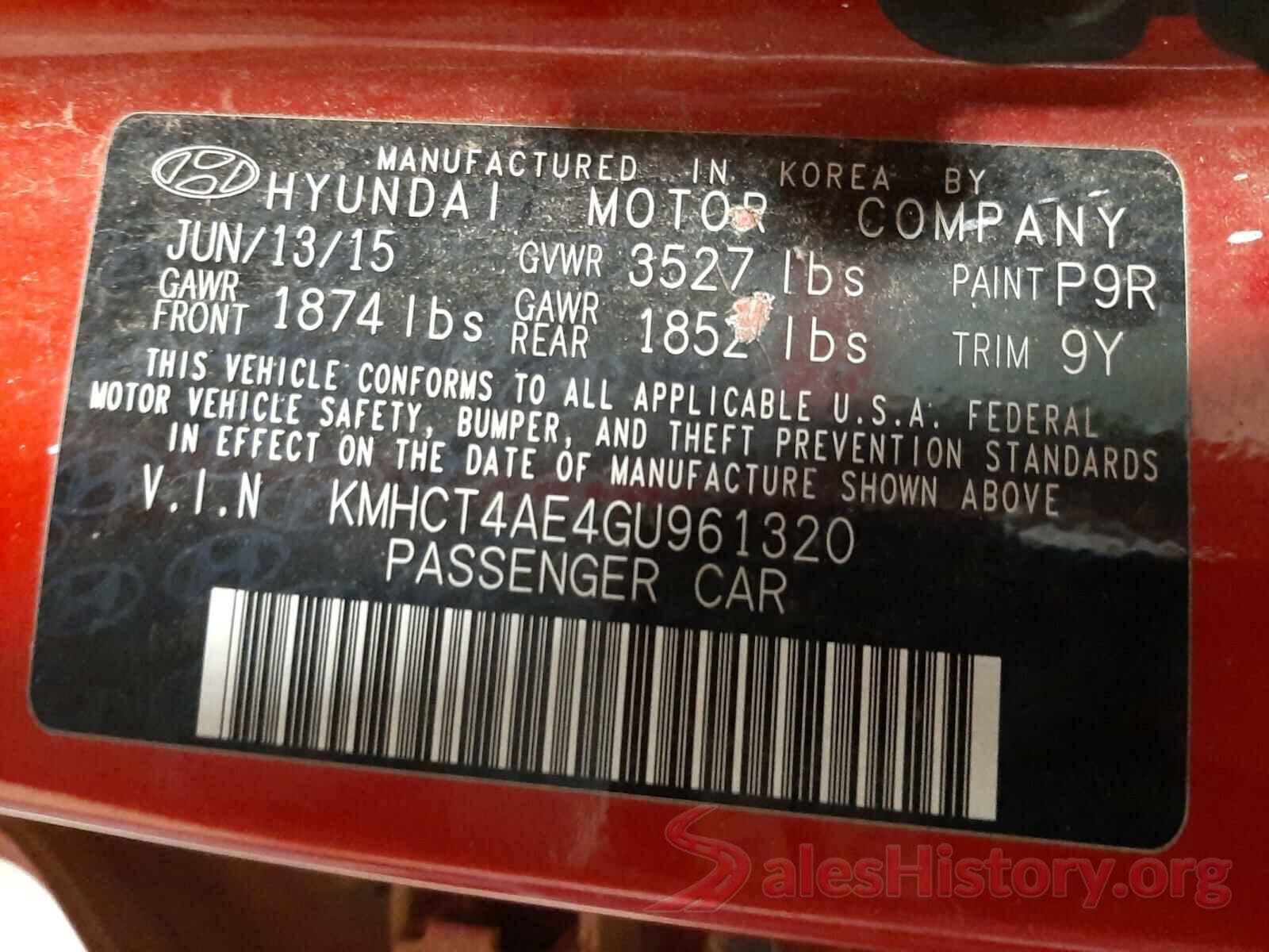 KMHCT4AE4GU961320 2016 HYUNDAI ACCENT