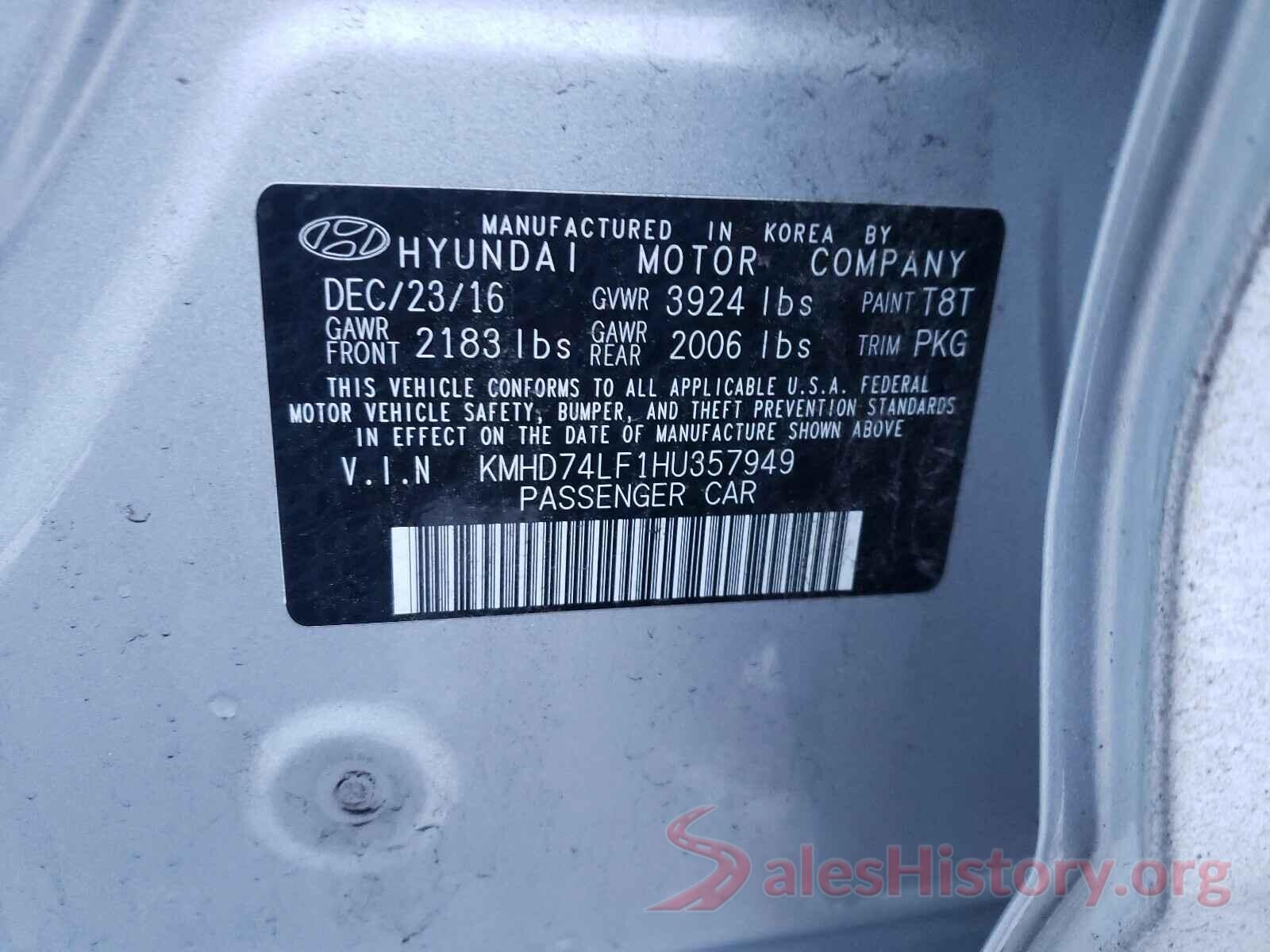 KMHD74LF1HU357949 2017 HYUNDAI ELANTRA