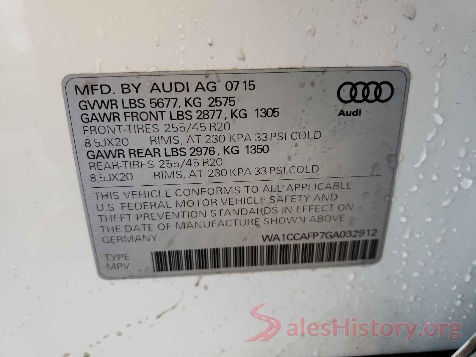 WA1CCAFP7GA032912 2016 AUDI SQ5