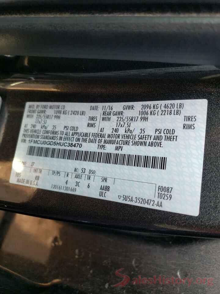 1FMCU0GD5HUC38470 2017 FORD ESCAPE