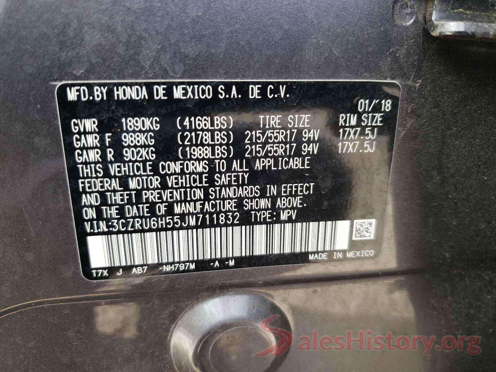 3CZRU6H55JM711832 2018 HONDA HR-V