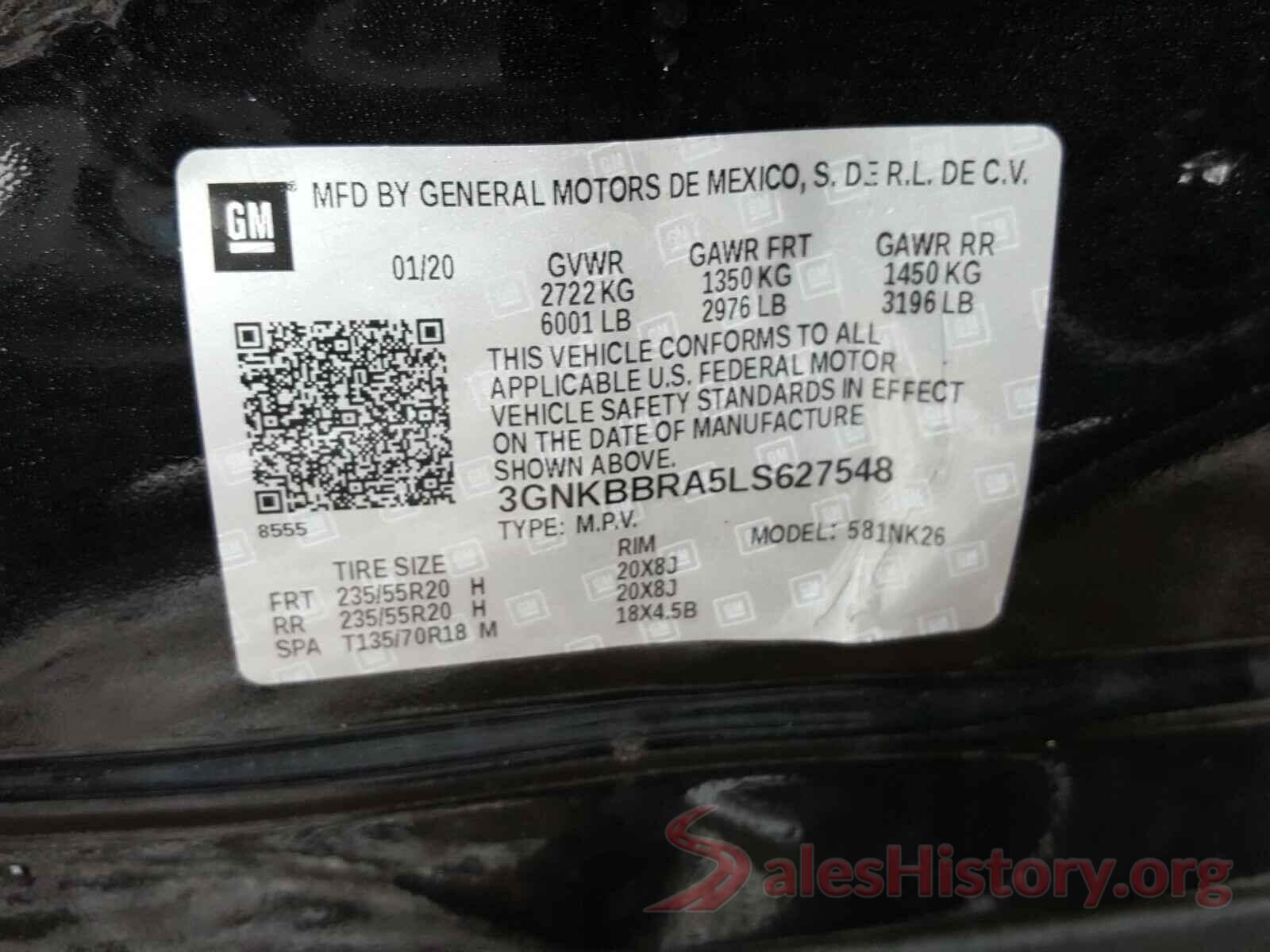 3GNKBBRA5LS627548 2020 CHEVROLET BLAZER 1LT